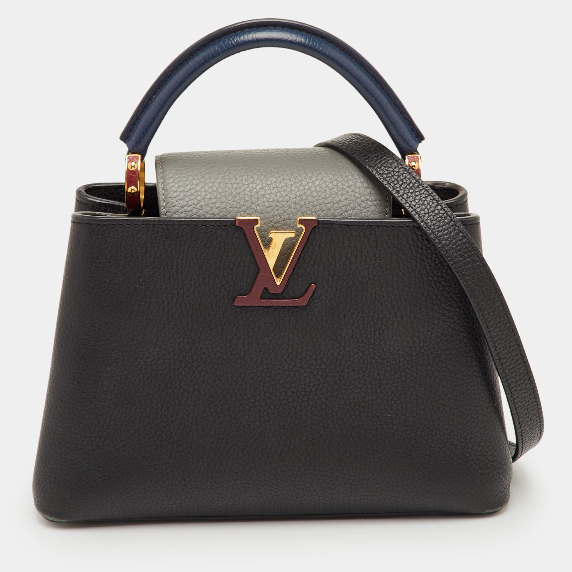 Pre Owned Louis Vuitton Capucines BB Black/Grey Taurillon Leather Bag