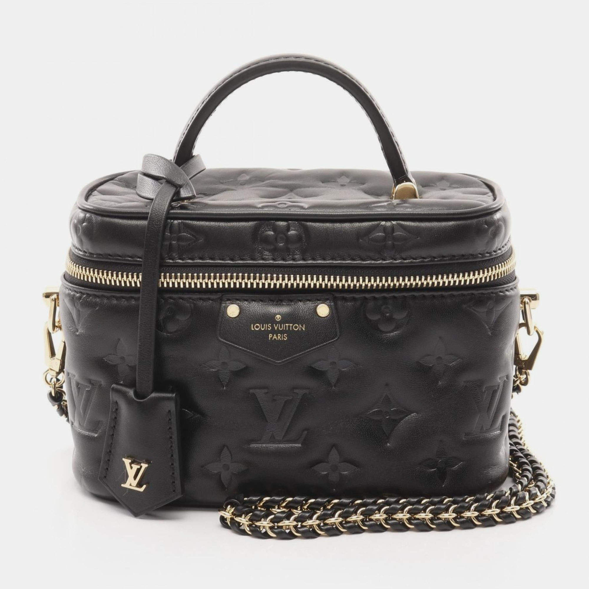 Pre Owned Louis Vuitton Vanity Coussin Pm Handbag Lambskin Lamb Leather Black
