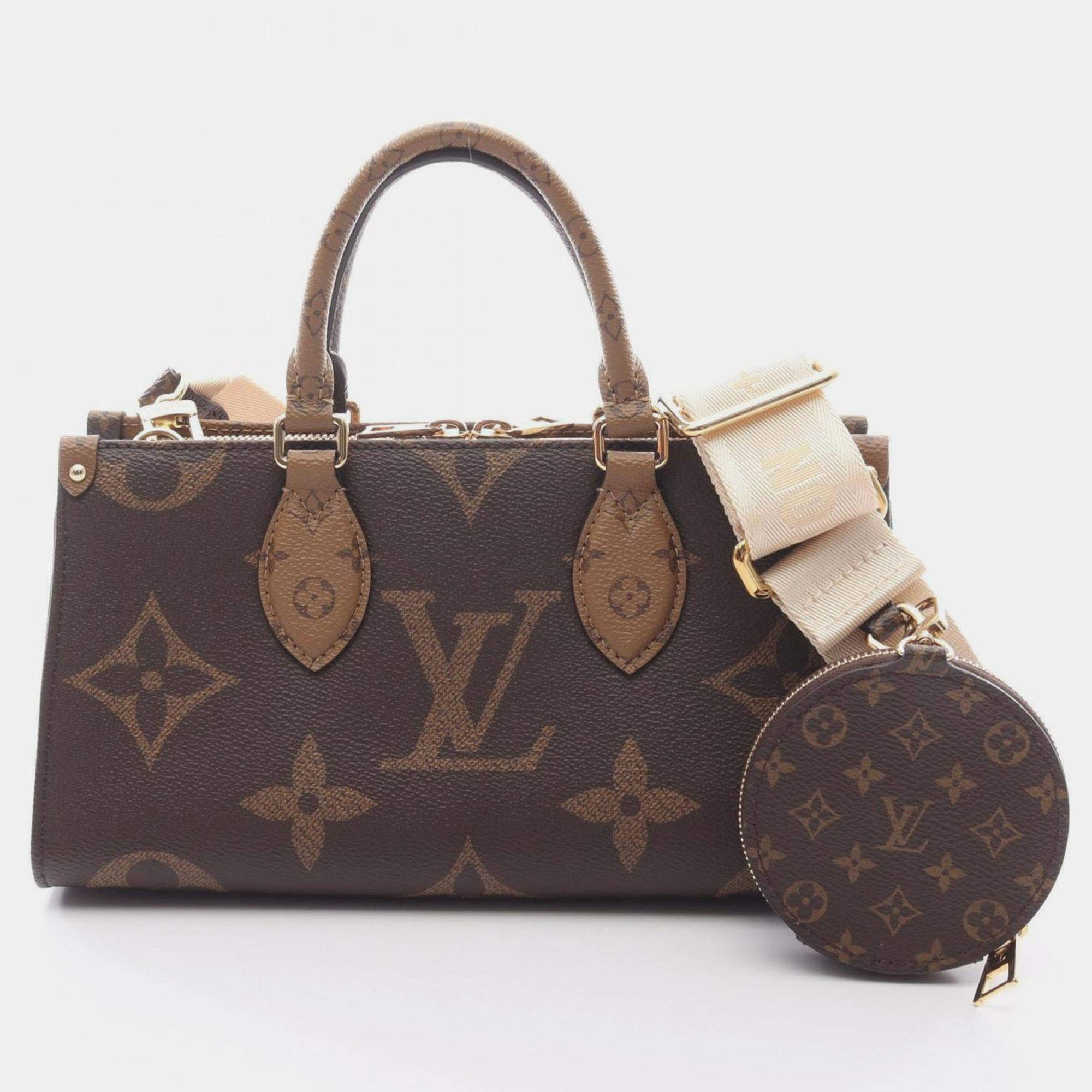 مملوكة مسبقًا Louis Vuitton On The Go New York Handbag Coated Canvas Monogram Reverse Brown