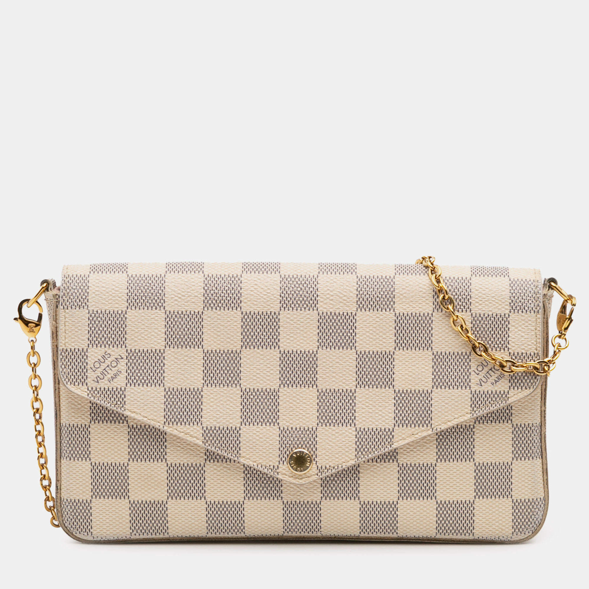 Pre Owned Louis Vuitton White Damier Azur Pochette Felicie