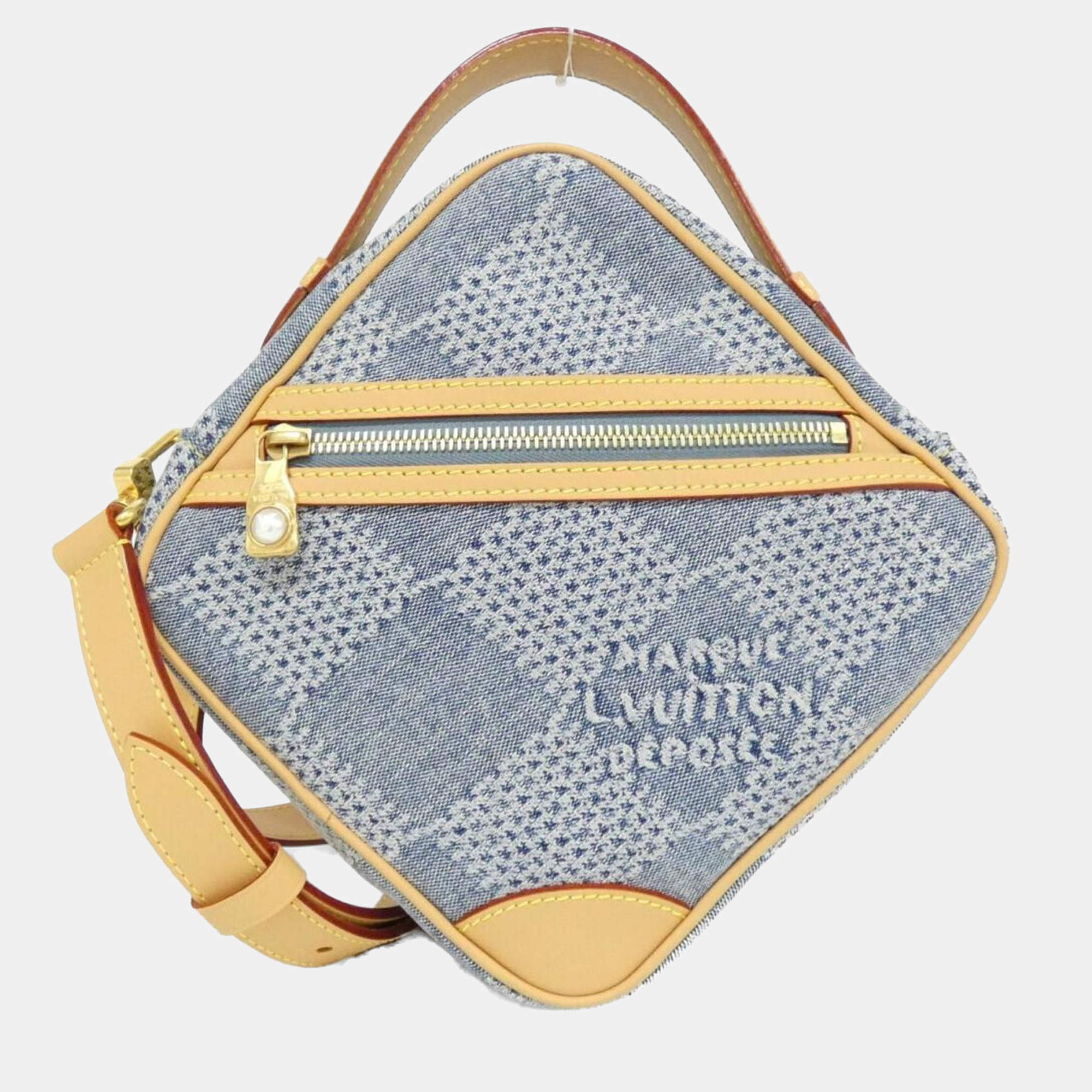 Pre Owned Louis Vuitton Damier Denim 3D Chess Messenger Shoulder Bag