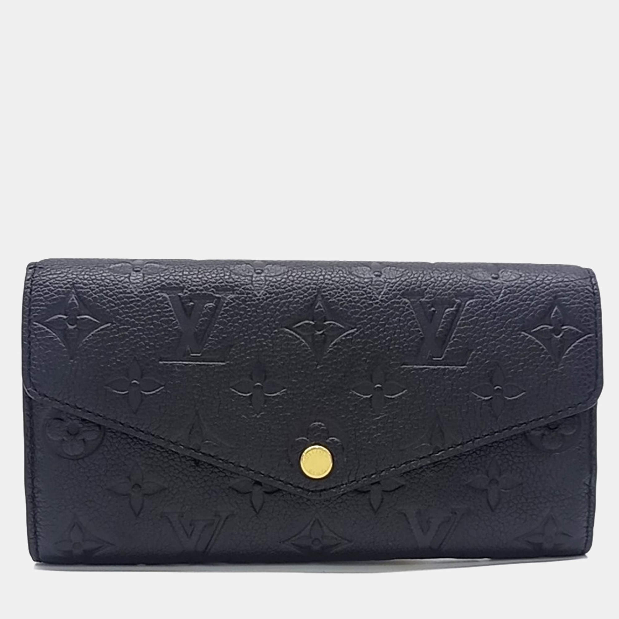 Pre Owned Louis Vuitton Black Leather Empreinte Sarah Wallet