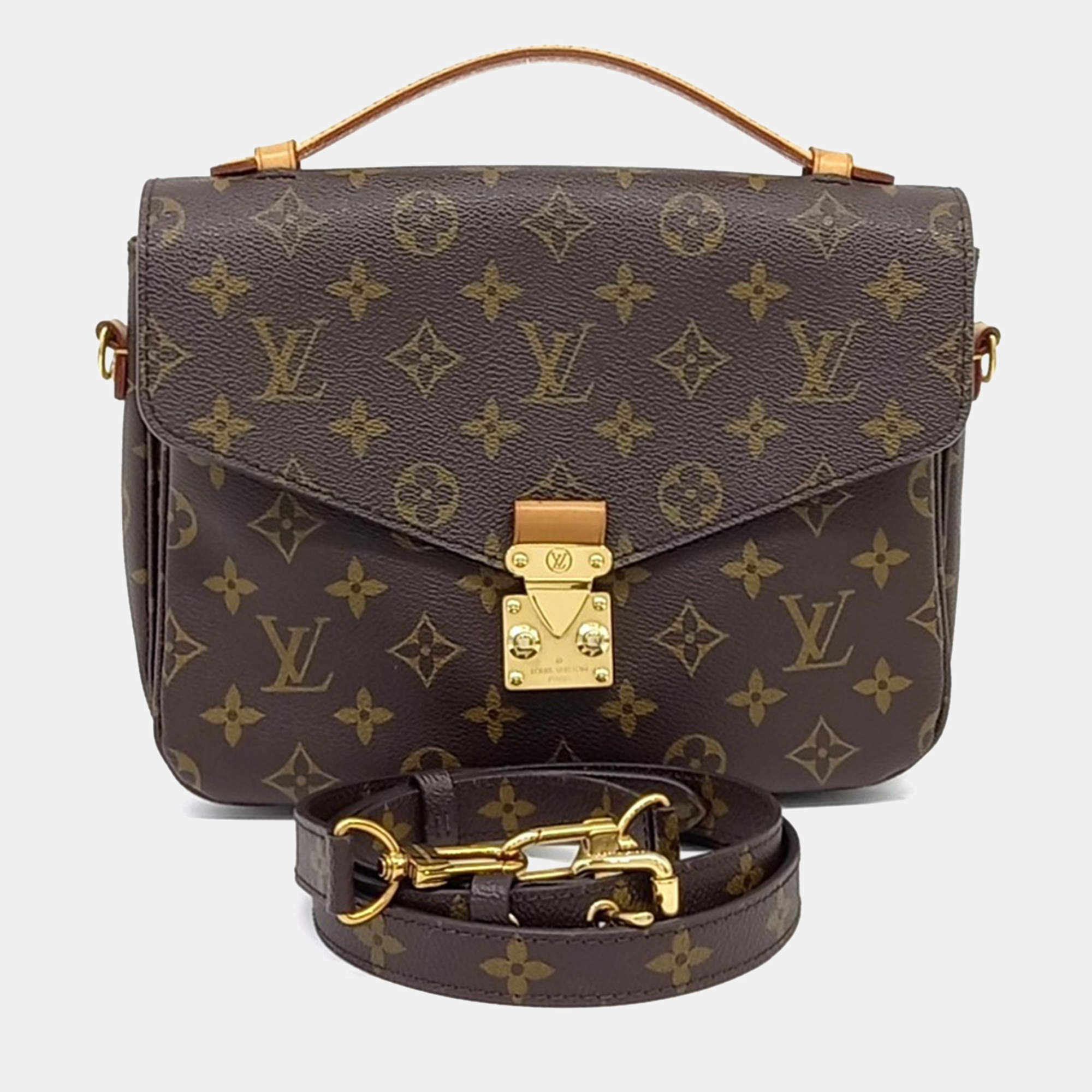 مملوكة مسبقًا Louis Vuitton Brown Coated Canvas Monogram Pochette Metis