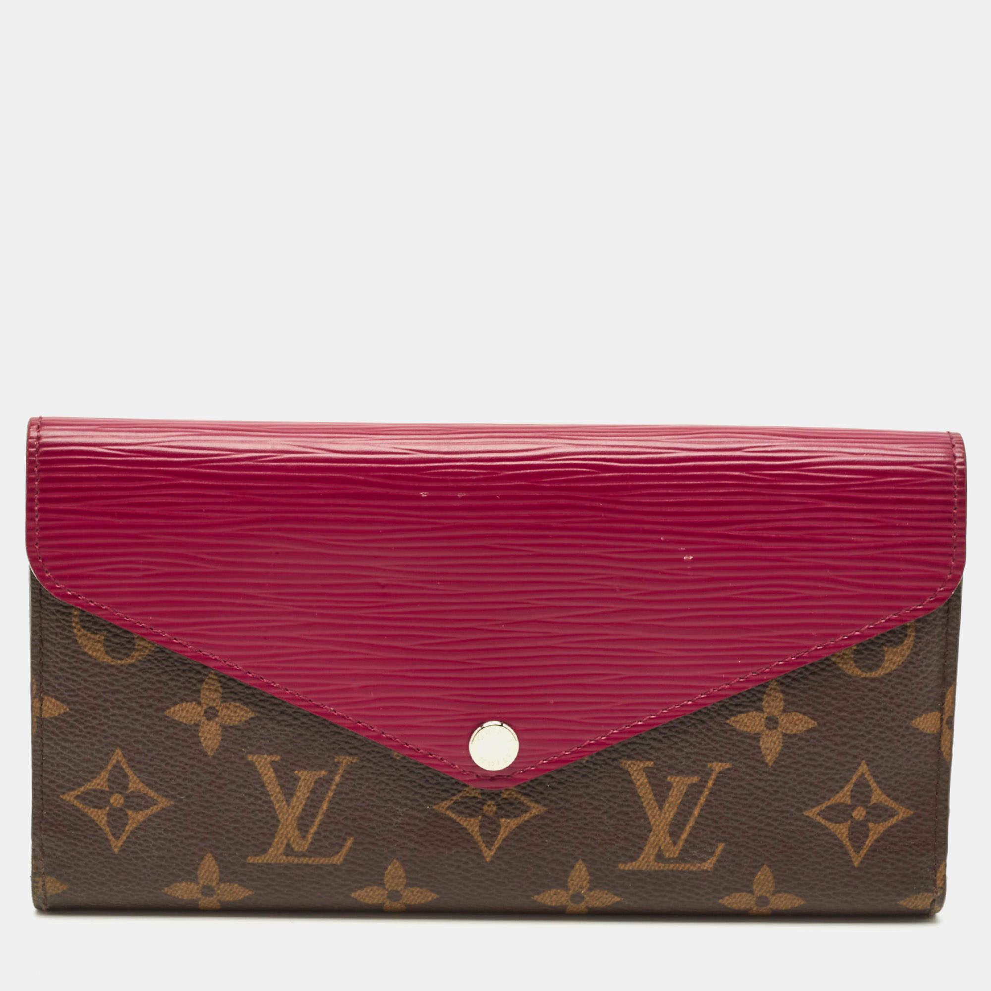 Pre Owned Louis Vuitton Marie-Lou Fuchsia Monogram Canvas and Epi Leather Wallet