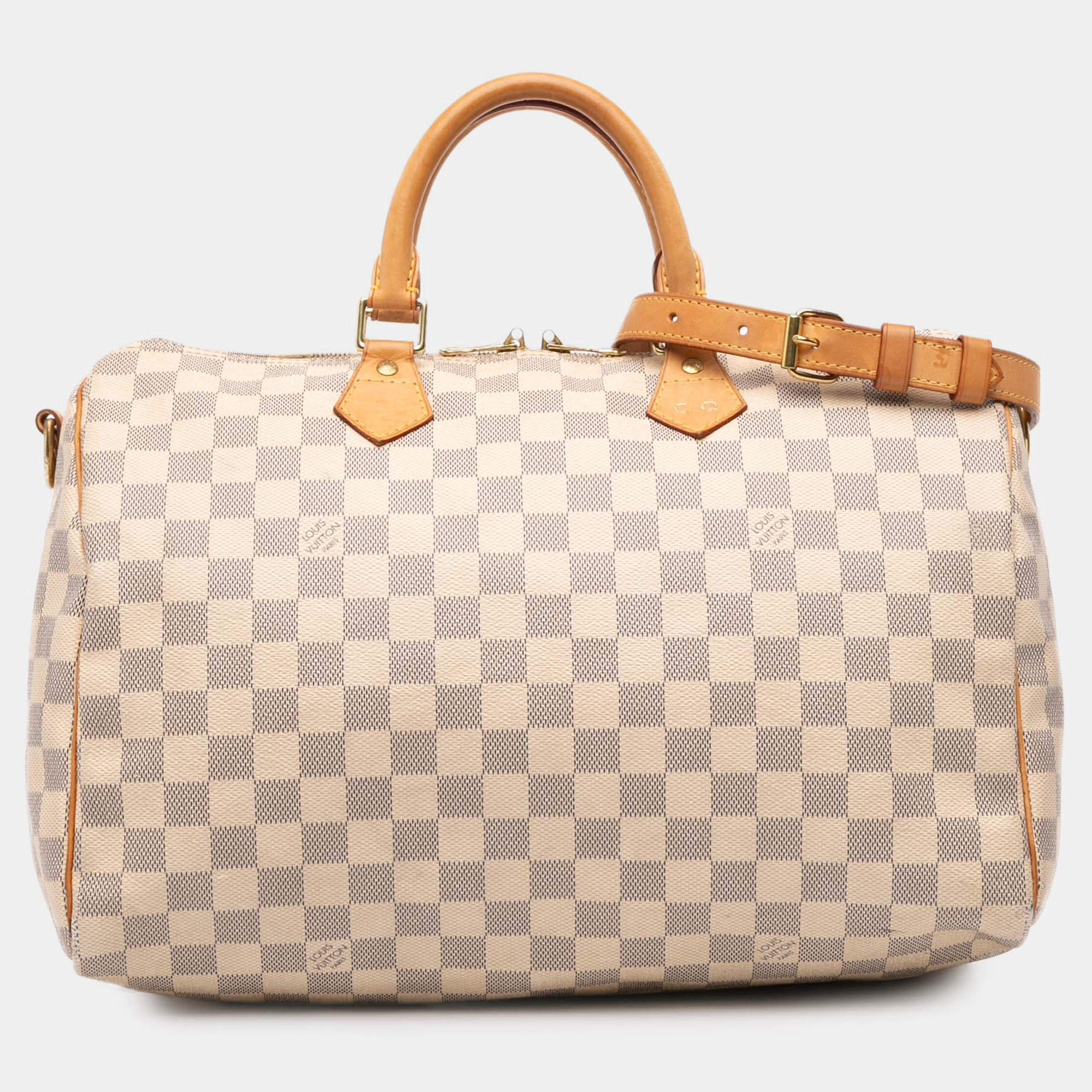 Pre Owned Louis Vuitton White Damier Azur Speedy Bandouliere 35
