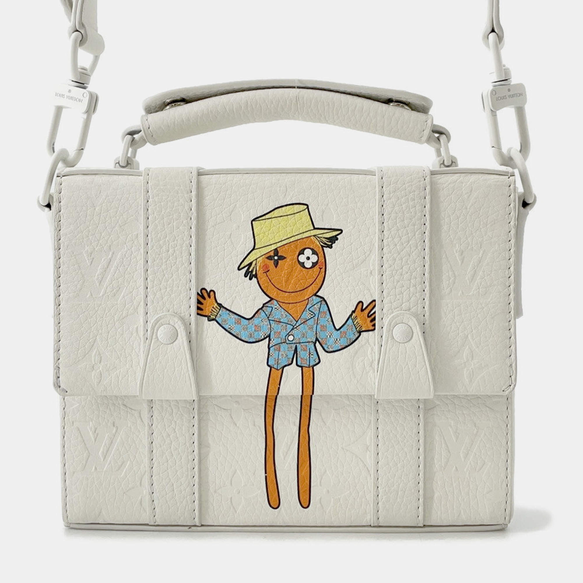 Pre Owned Louis Vuitton Flap Soft Trunk Messenger White Taurillon Leather