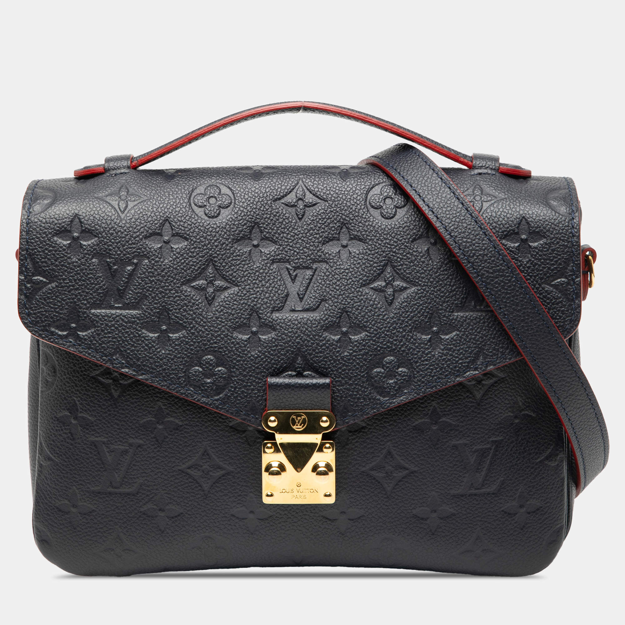 Pre Owned Louis Vuitton Blue Monogram Empreinte Pochette Metis