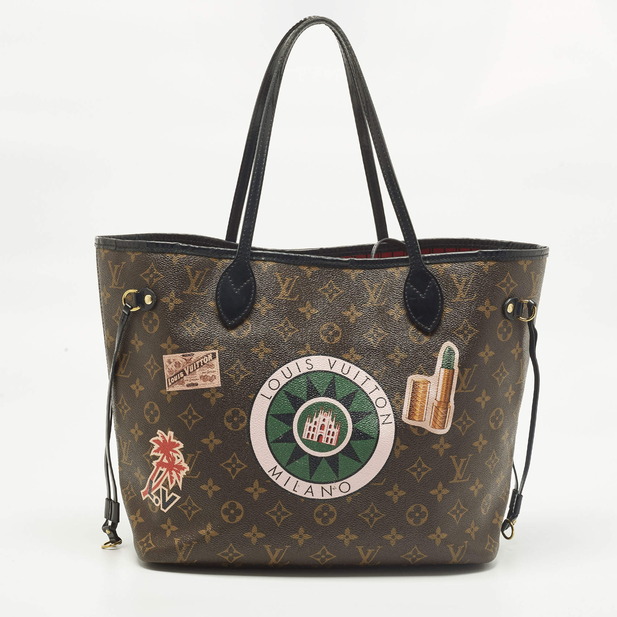 مملوكة مسبقًا Louis Vuitton World Tour Neverfull MM NM Black Monogram Canvas Bag