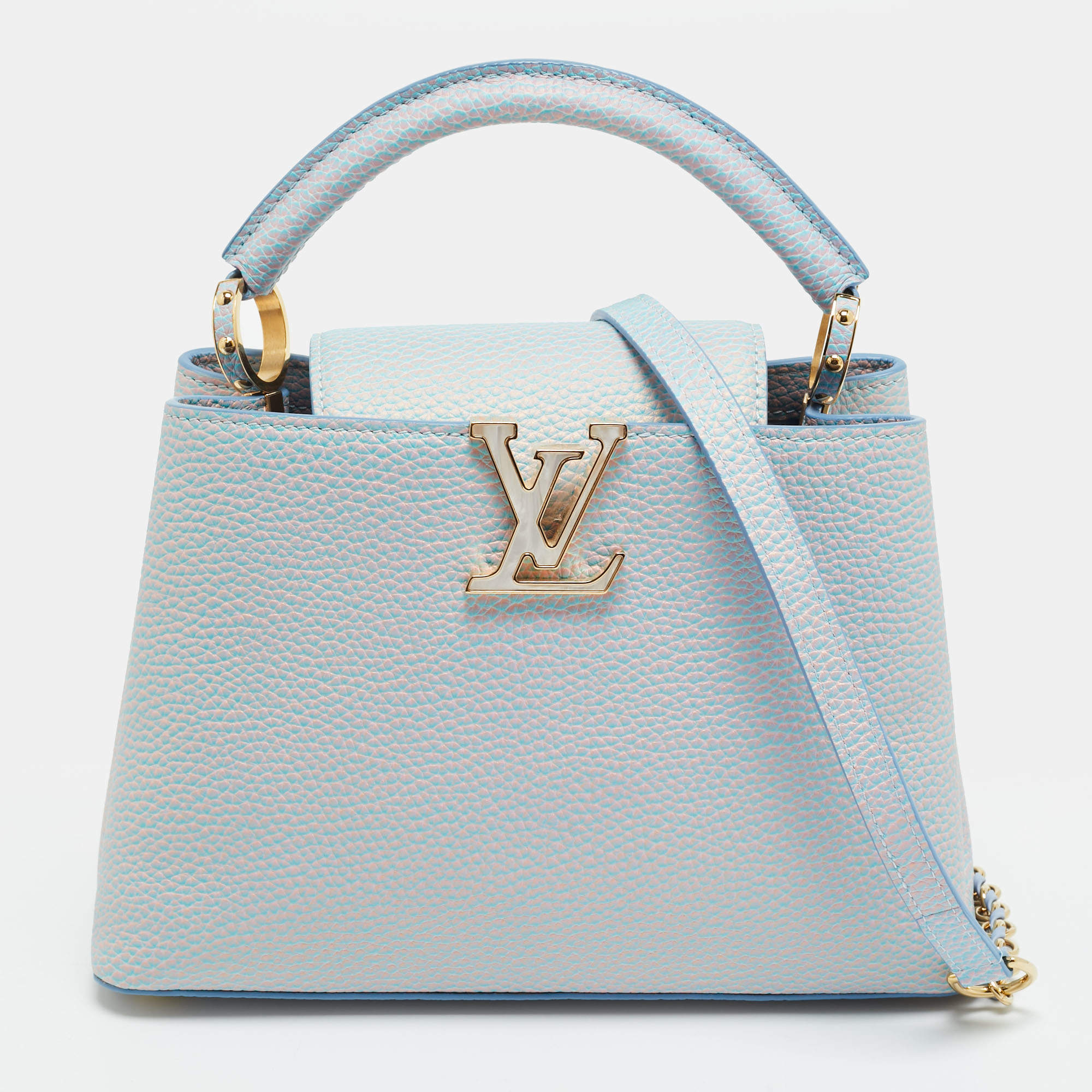 مملوكة مسبقًا Louis Vuitton Capucines BB Blue Iridescent Taurillon Leather Top Handle Bag