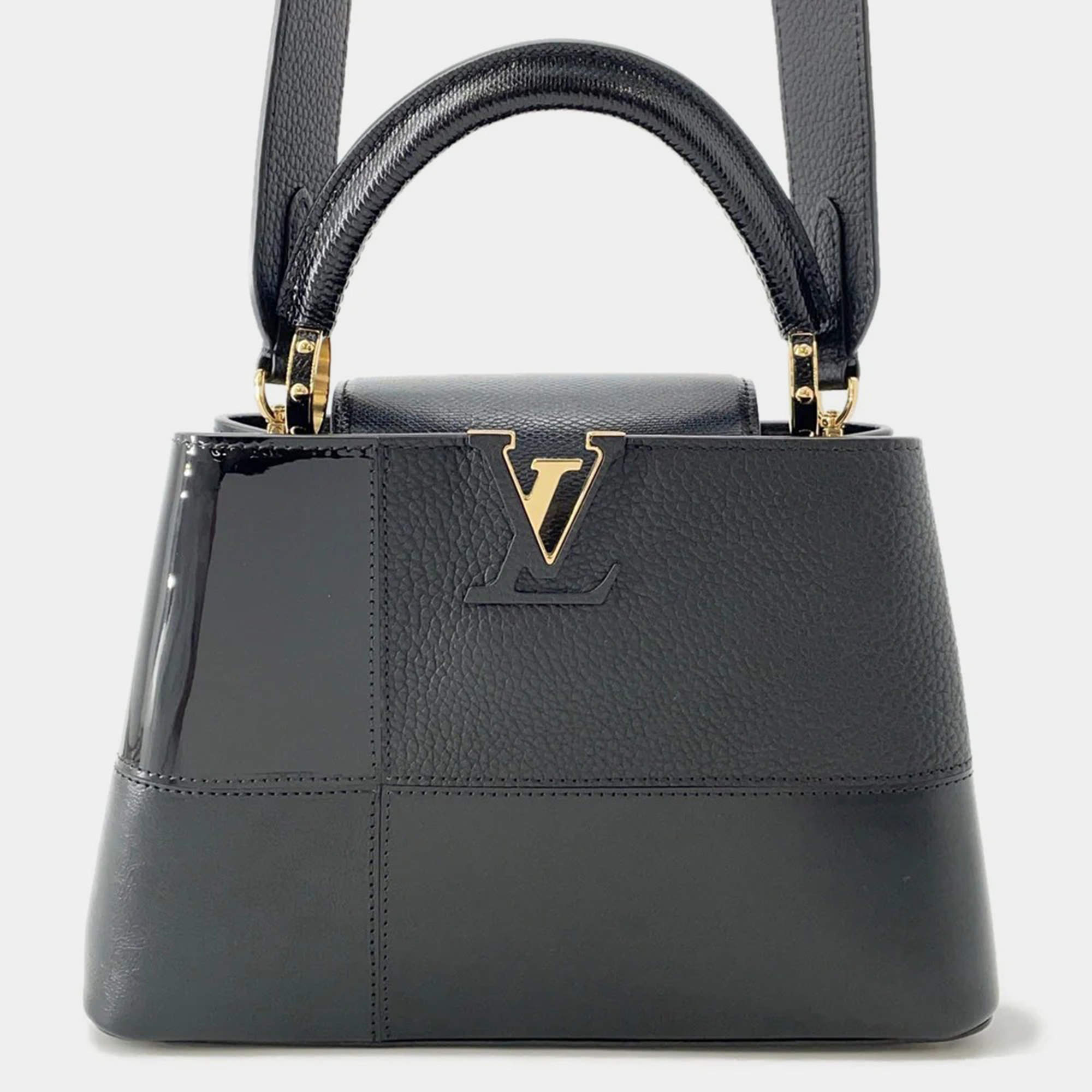 مملوكة مسبقًا Louis Vuitton Capucines Noir Enamel Leather Size Bb