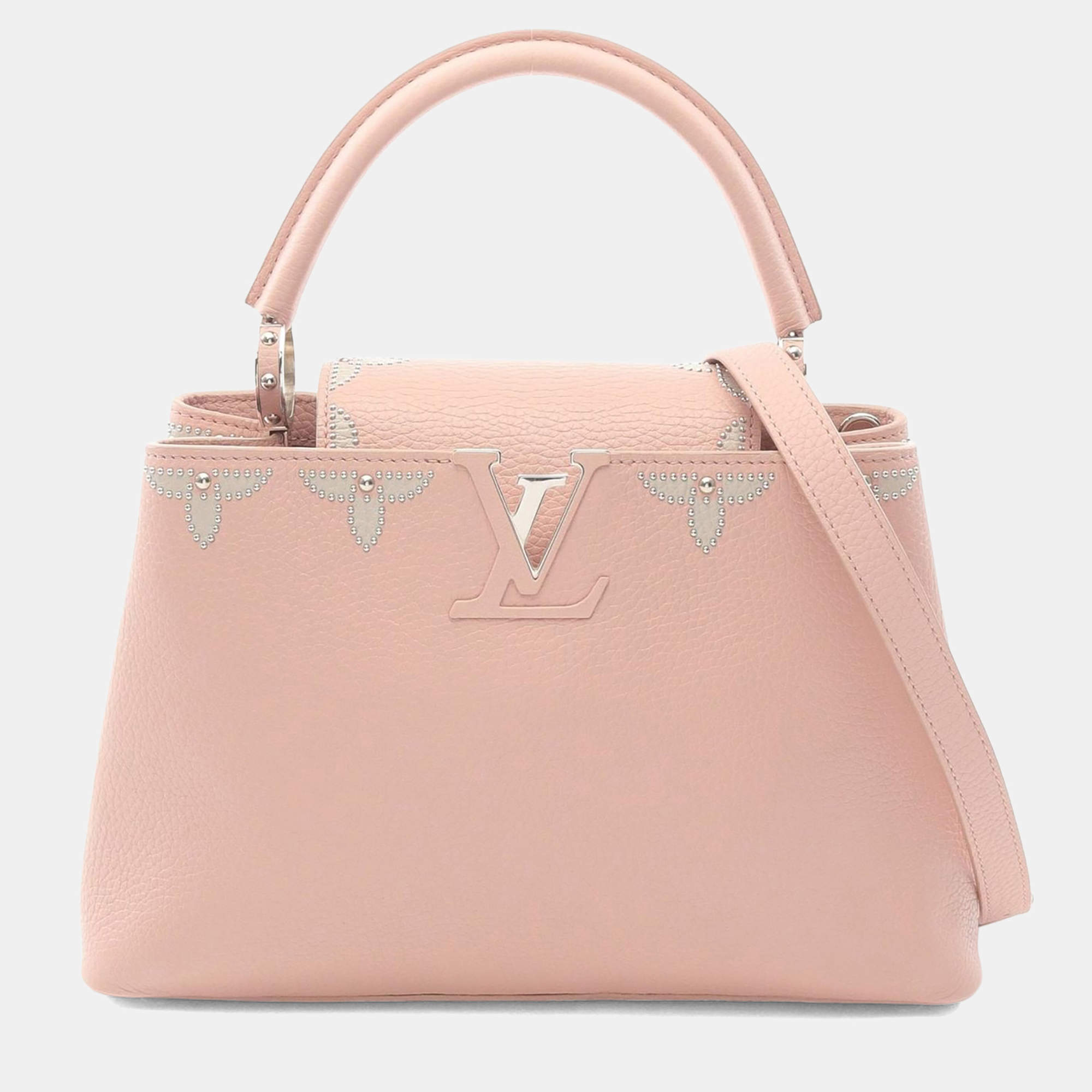 Pre Owned Louis Vuitton Capucines PM Pink Taurillon Clemence Leather Shoulder Bag