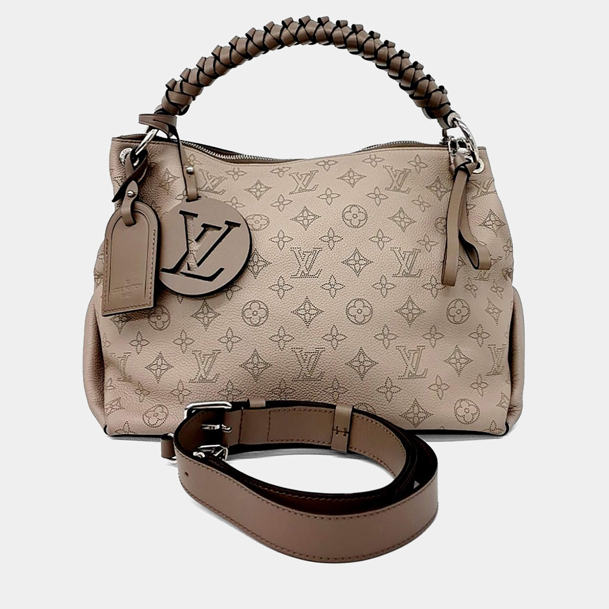 Pre Owned Louis Vuitton Beige Leather Mahina Beaubourg Hobo MM