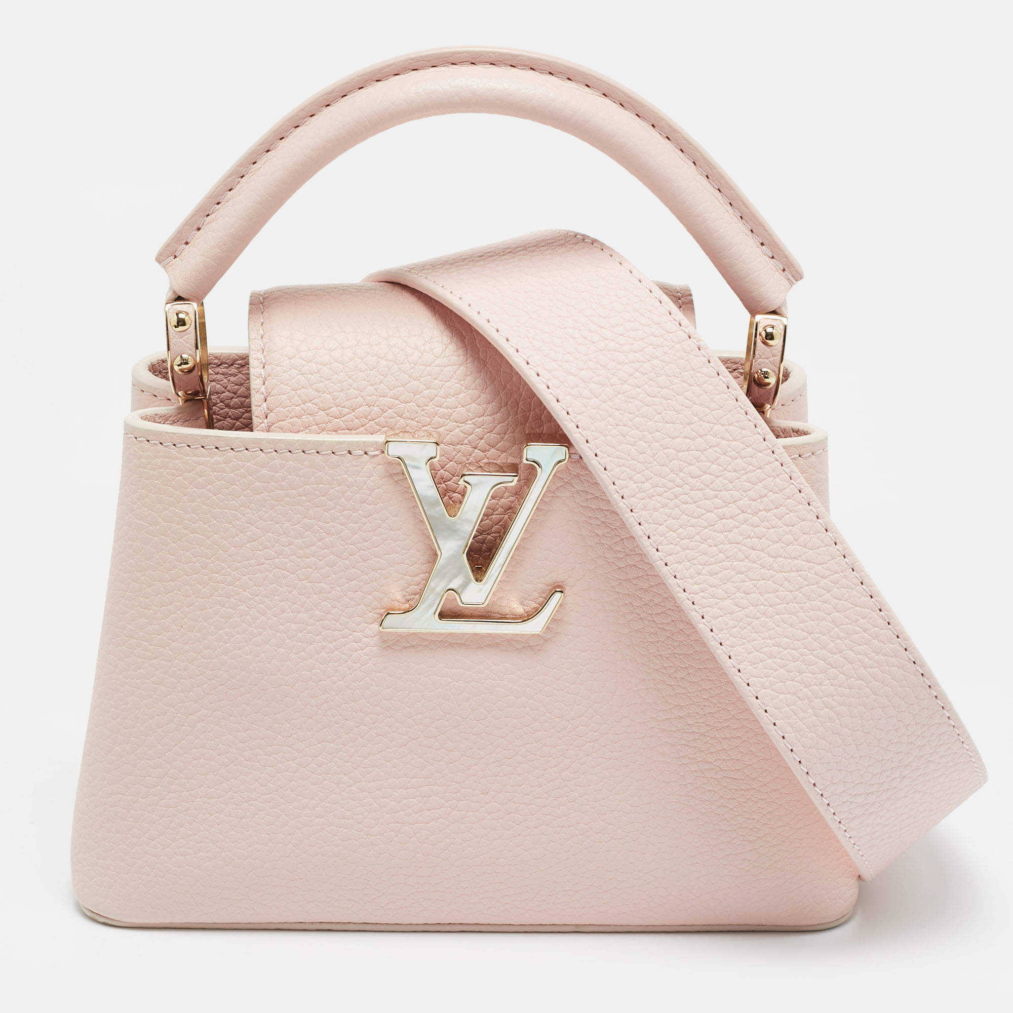 Pre Owned Louis Vuitton Capucines Mini Pink Taurillon Leather Top Handle Bag