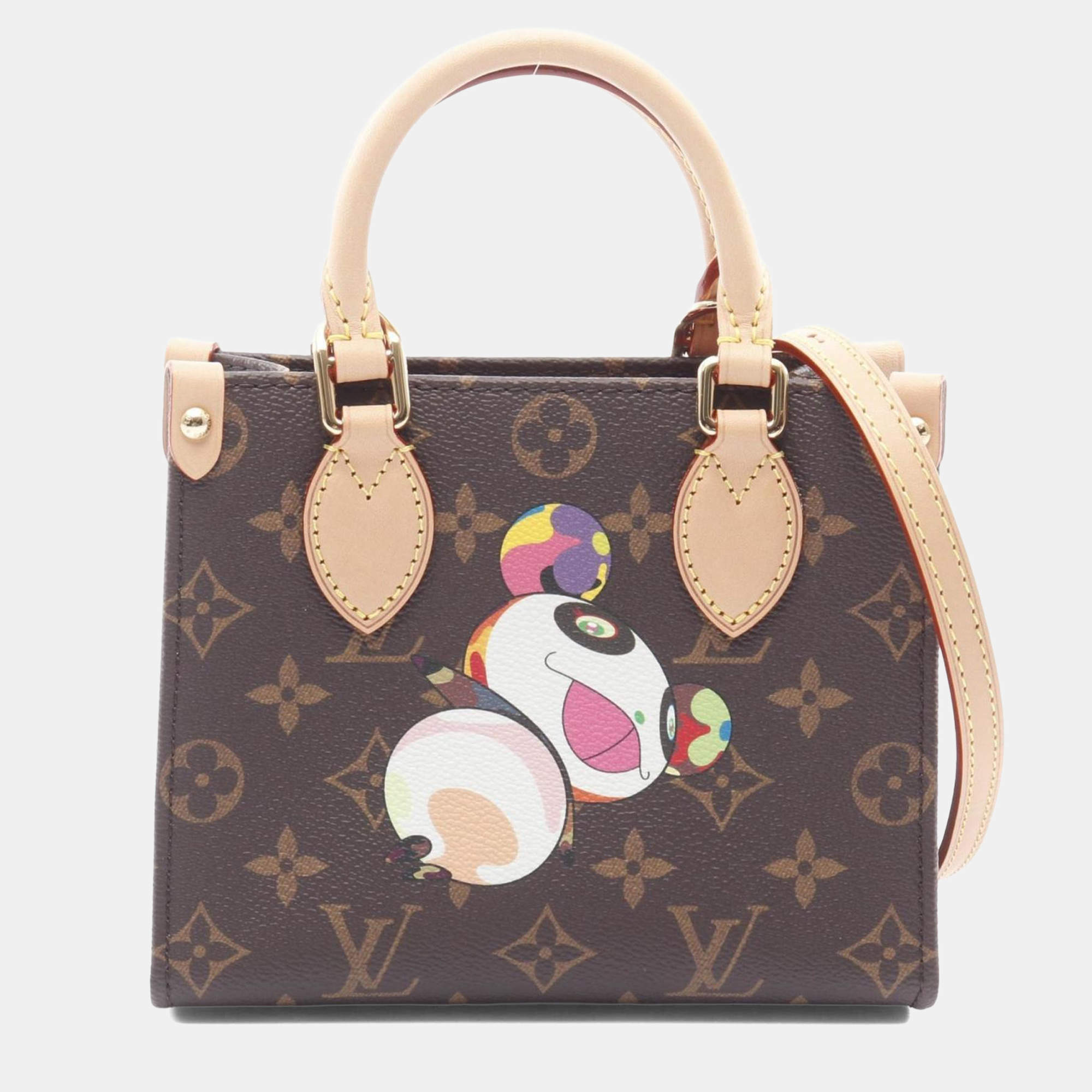 مملوكة مسبقًا Louis Vuitton Louis Vuitton X Takashi Murakami On The Go Bb Handbag Coated Canvas And Leather Monogram Brown