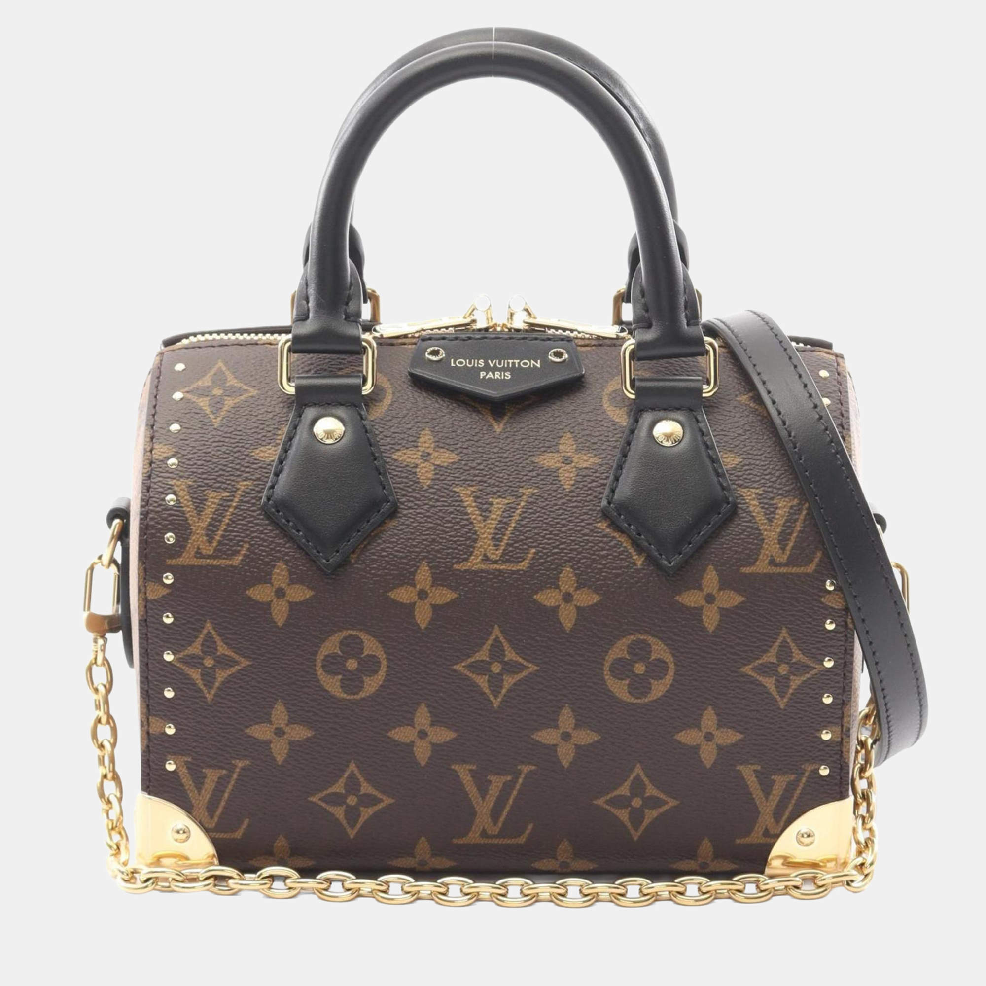 مملوكة مسبقًا {"name": "Louis Vuitton Speedy Trunk 20 Handbag Coated Canvas And Leather Monogram Brown Black", "name_ar": "حقيبة لوي فيتون سبيدي ترانك 20 قماش مغلف وجلد مونوغرام بني أسود"}