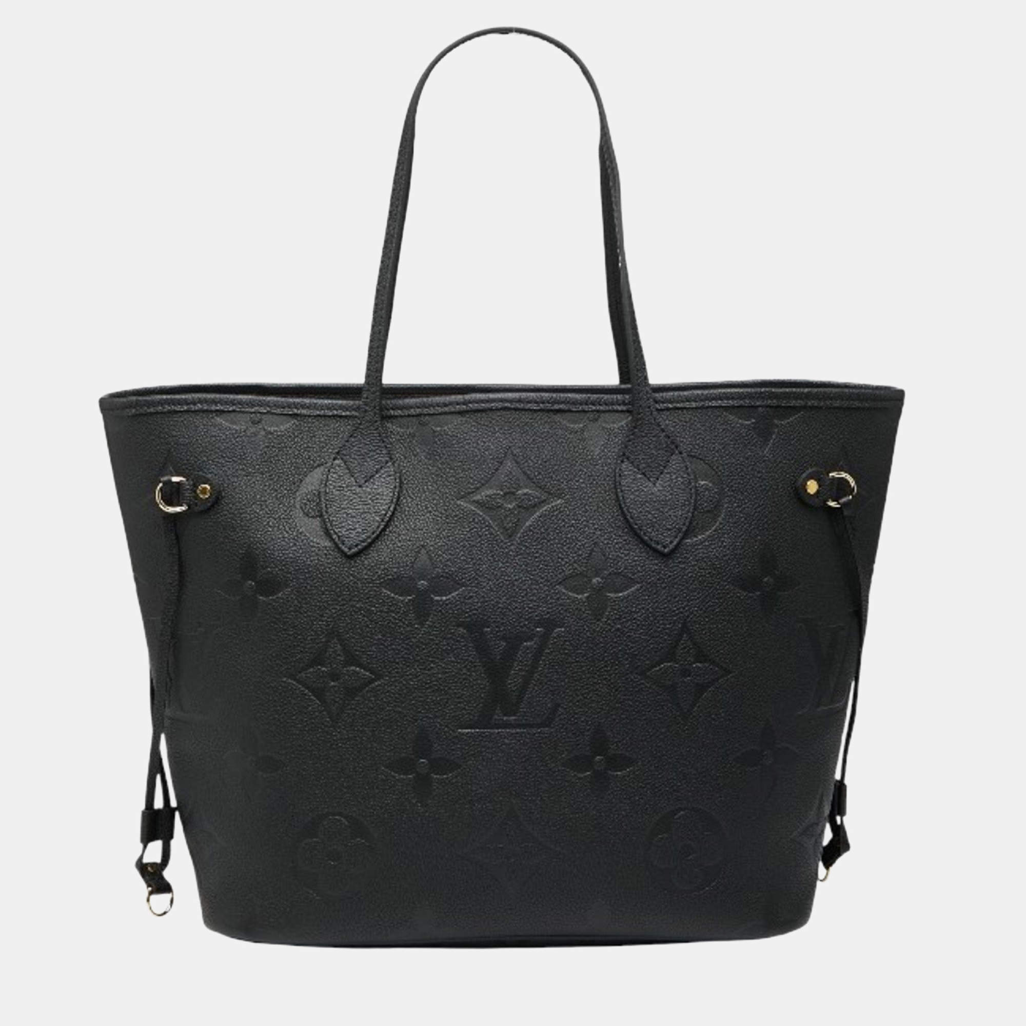 Pre Owned Louis Vuitton Monogram Empreinte Neverfull Mm Tote Bag/Shoulder Bag Noir Black Leather