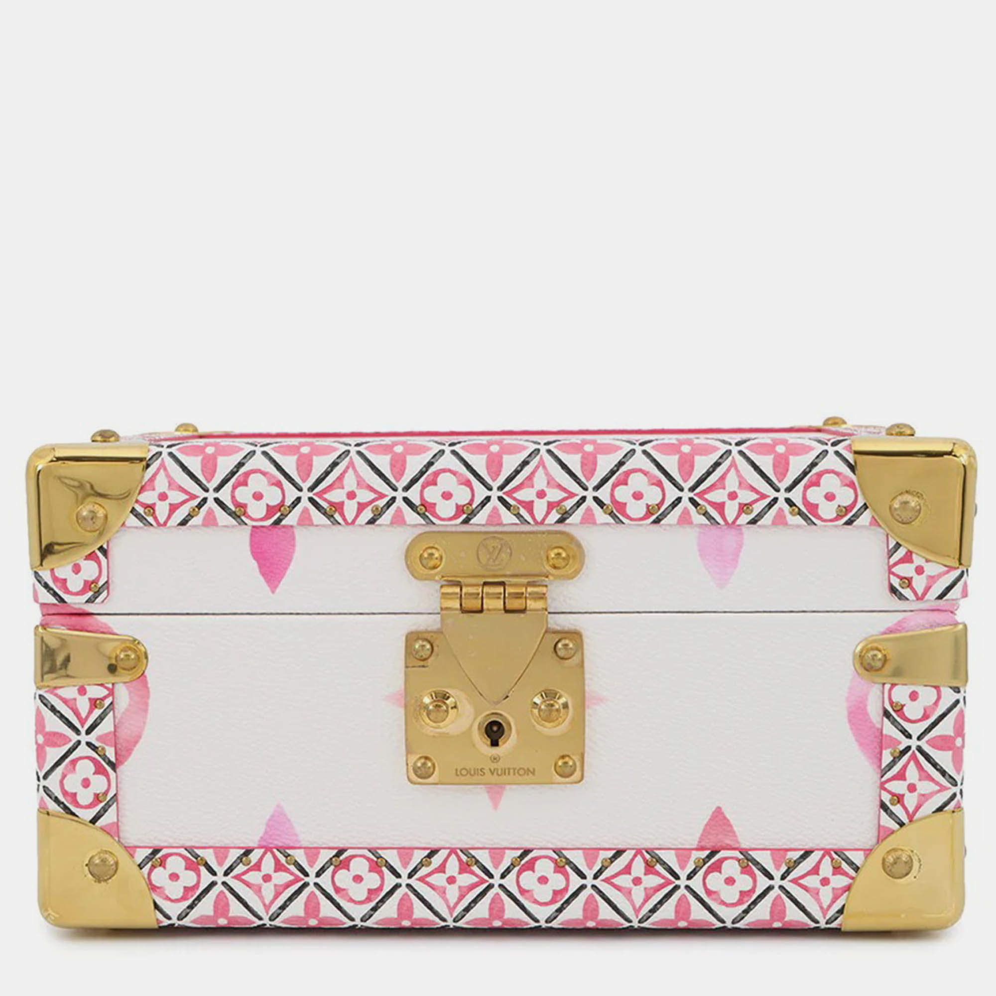 Pre Owned Louis Vuitton Coffret Tresor24 White/Pink Monogram Visor Pool