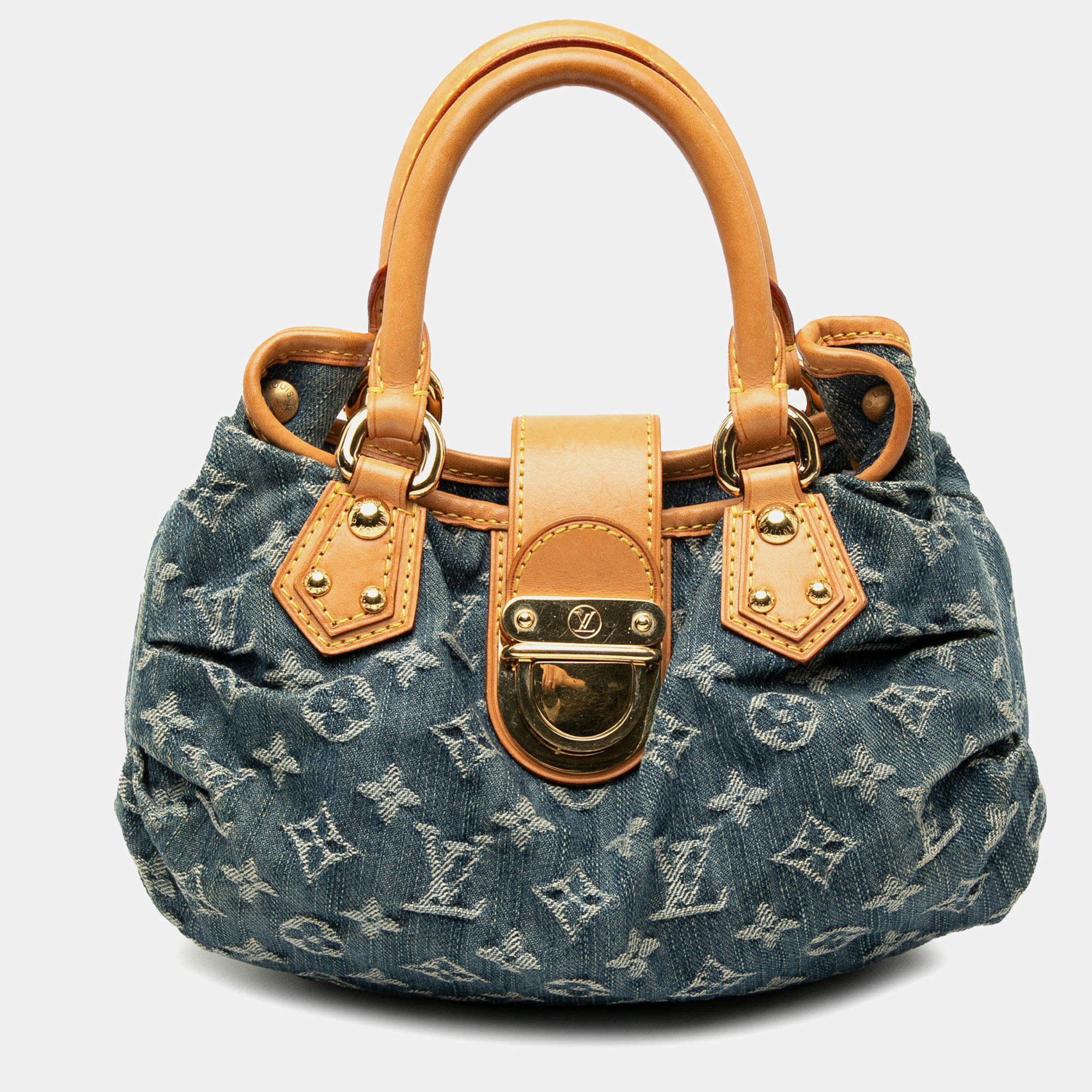 Pre Owned Louis Vuitton Blue Monogram Denim Pleaty