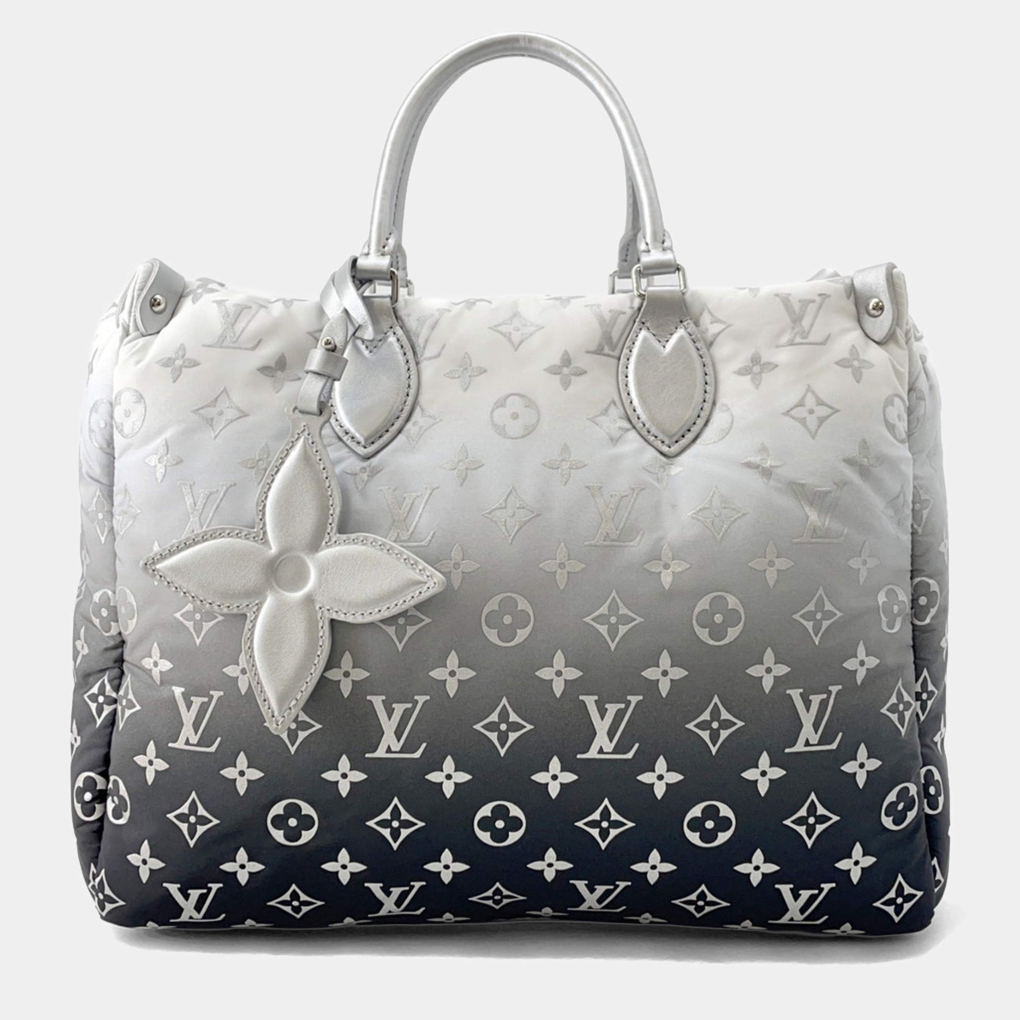 Pre Owned Louis Vuitton Monogram Nylon Tote Bag Ski On-The-Go Mm White