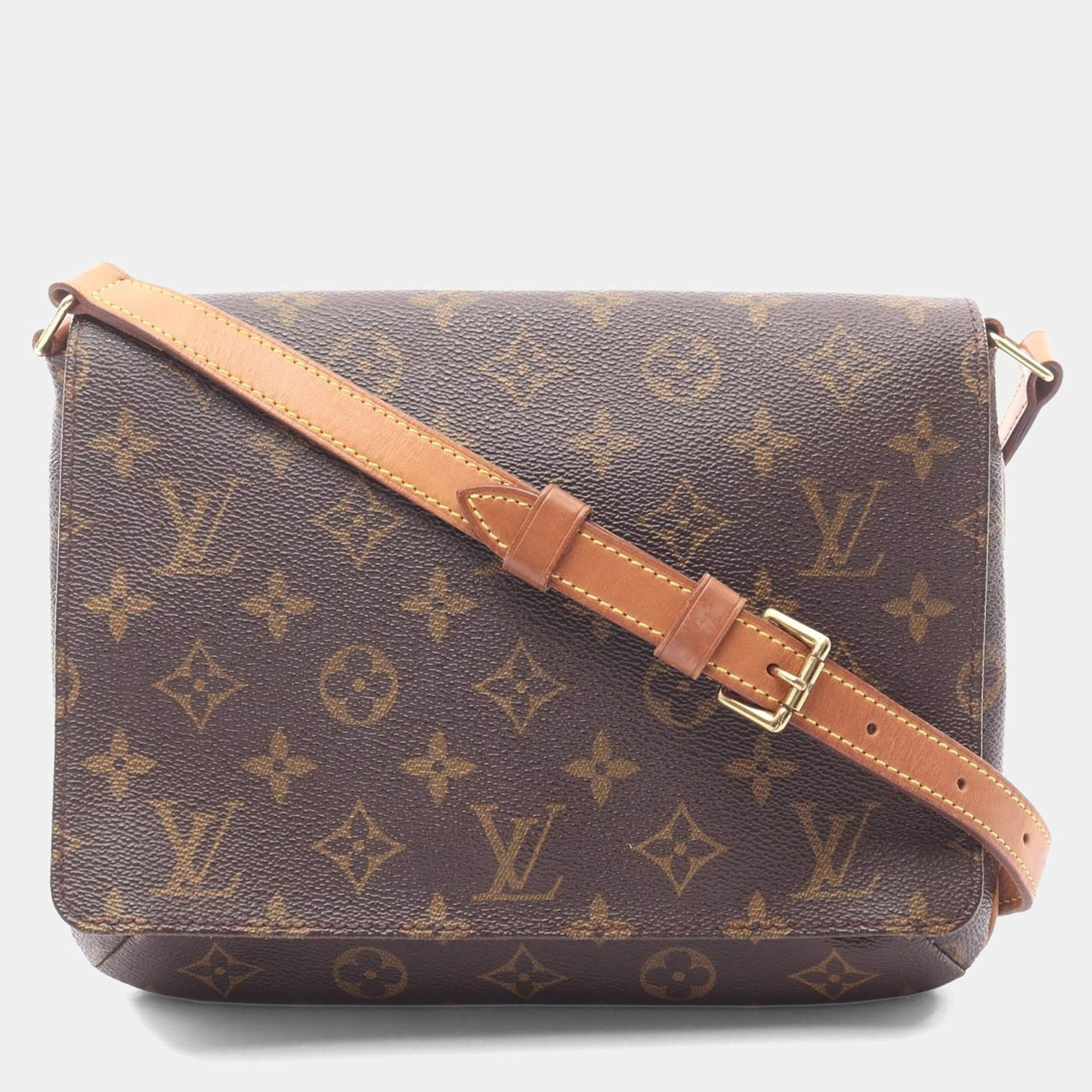 Pre Owned Louis Vuitton Musette Tango Brown Canvas Shoulder Bag