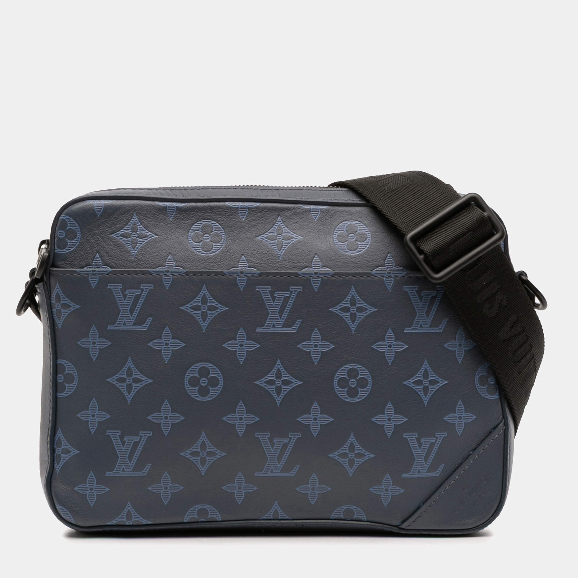 Pre Owned Louis Vuitton Blue Monogram Shadow Duo Messenger