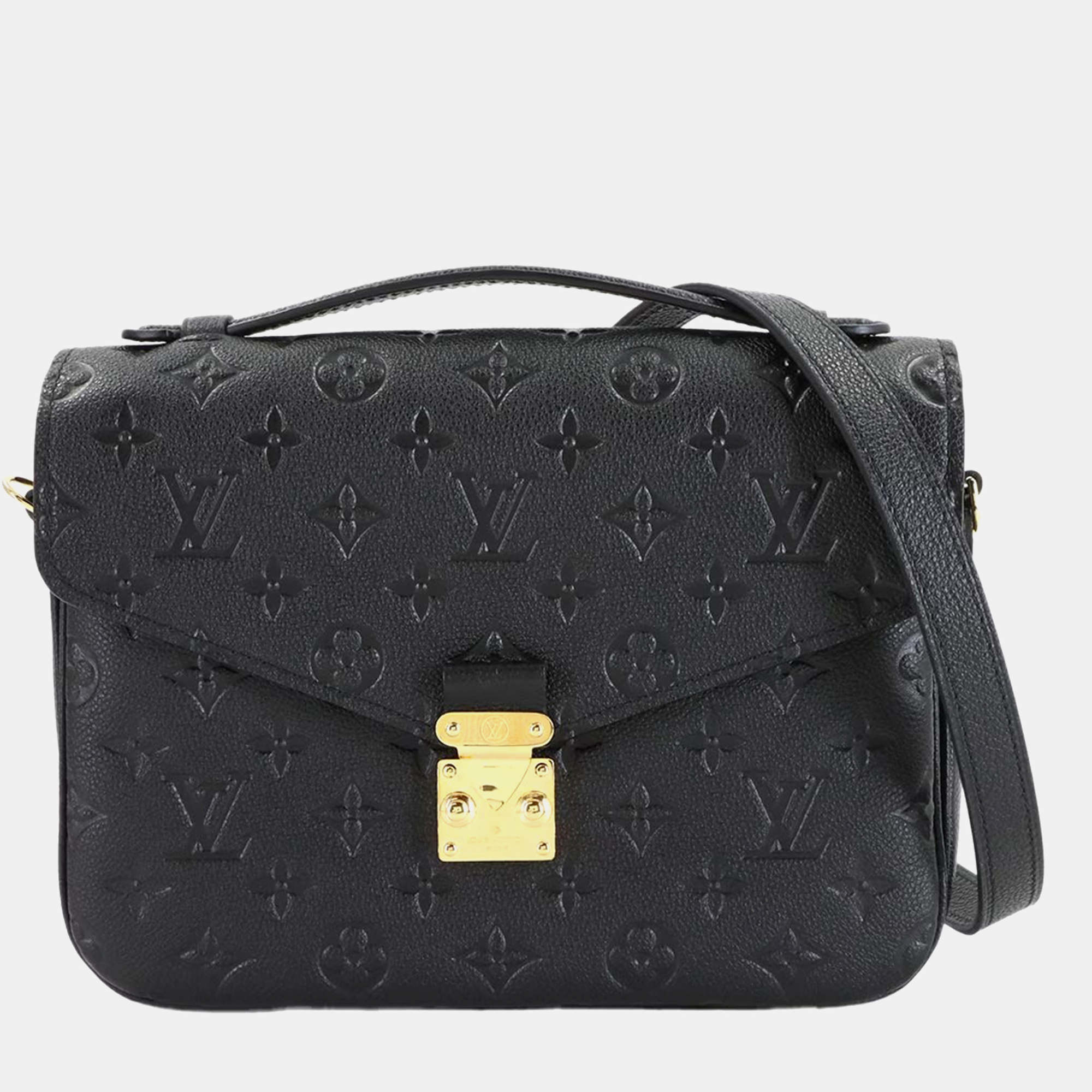 Pre Owned Louis Vuitton Trio Messenger Noir Monogram Shadow Leather Shoulder Bag