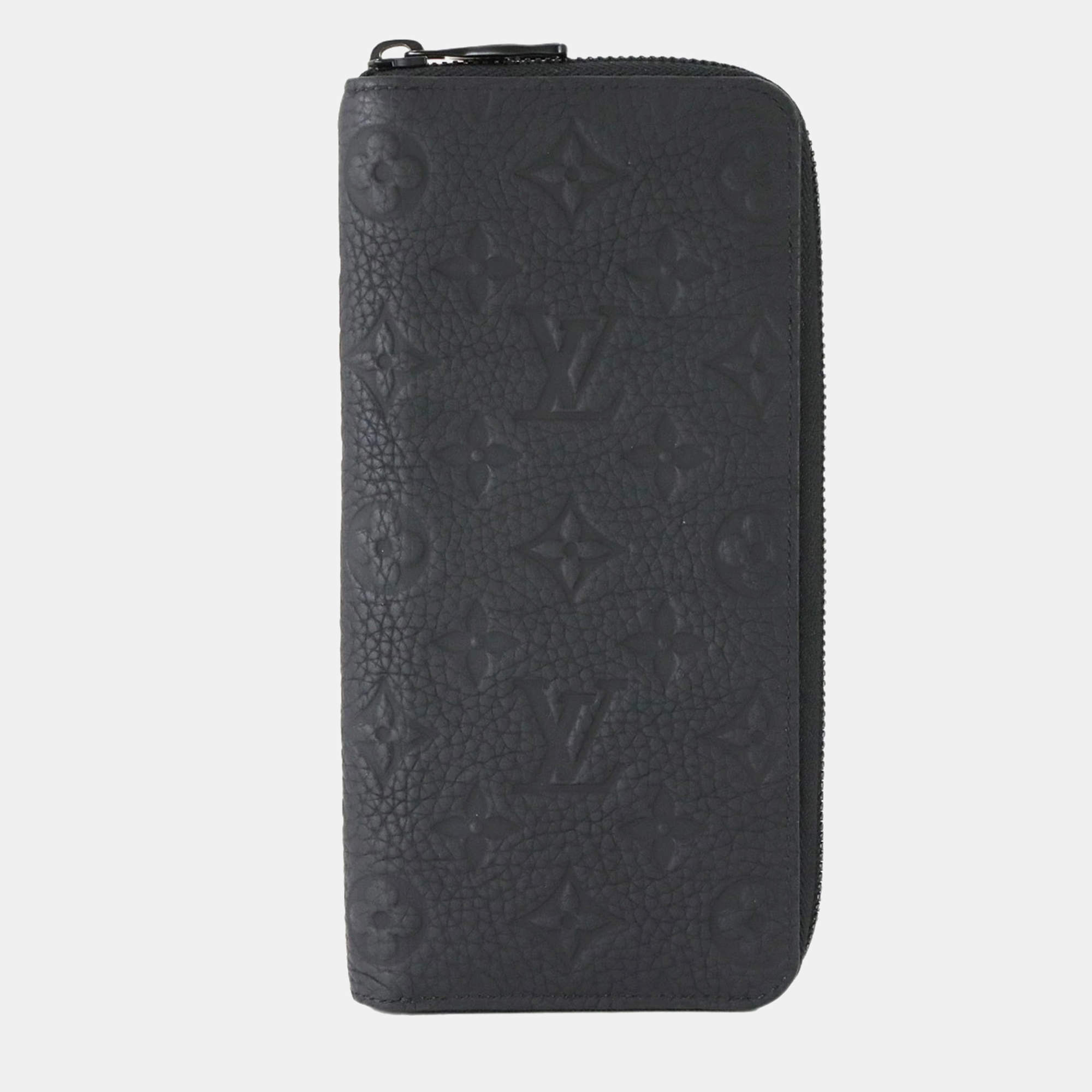 Pre Owned Louis Vuitton Zippy Wallet Vertical Black Monogram Taurillon Leather Wallet