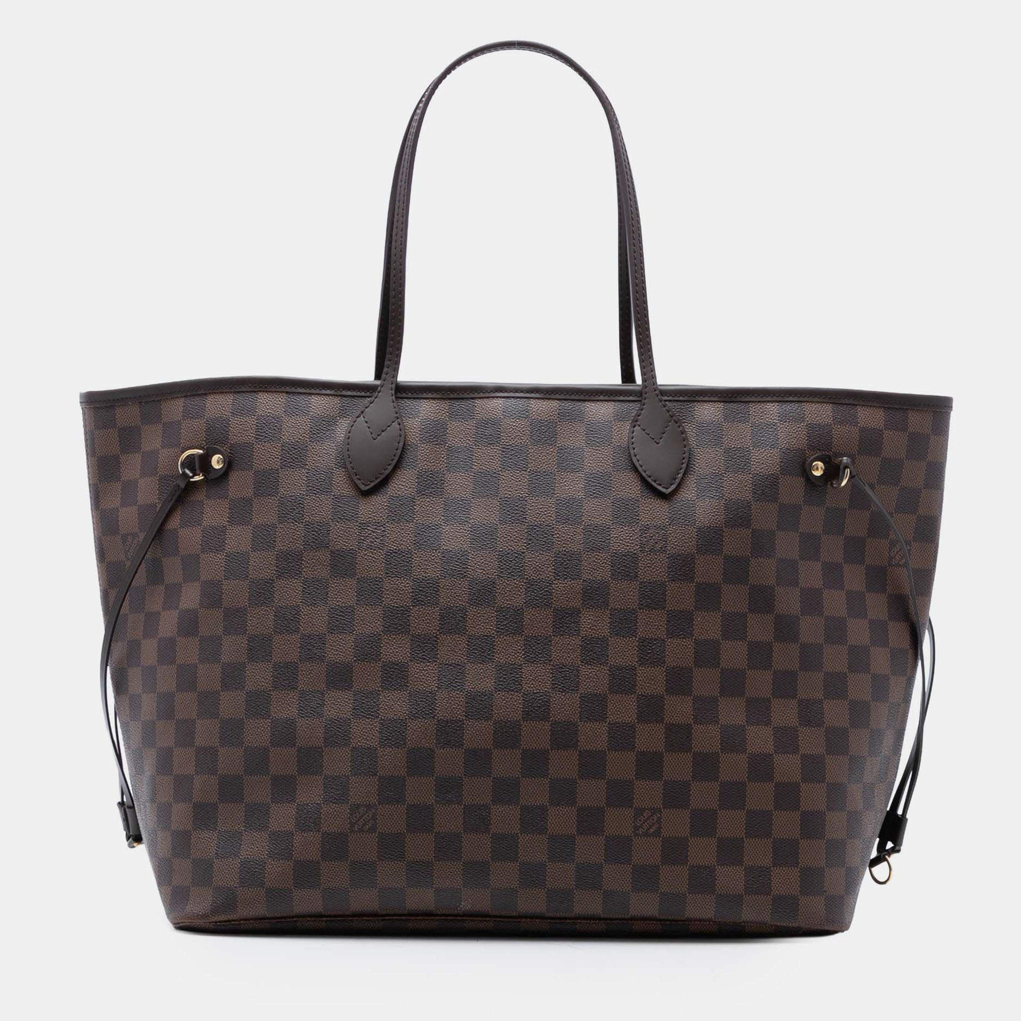 Pre Owned Louis Vuitton Brown Damier Ebene Neverfull GM