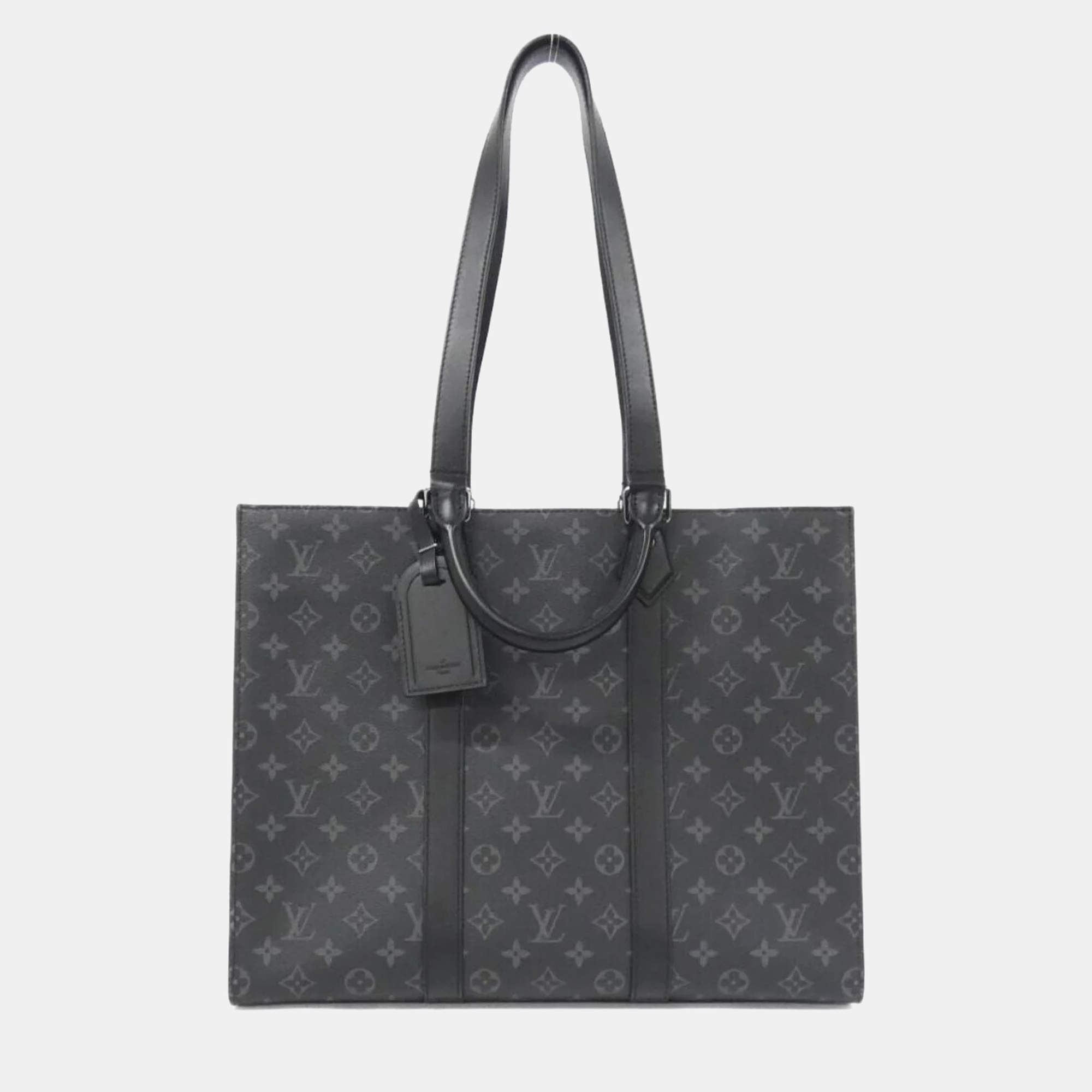 Pre Owned Louis Vuitton Monogram Eclipse Sac Plat 24H Handbag