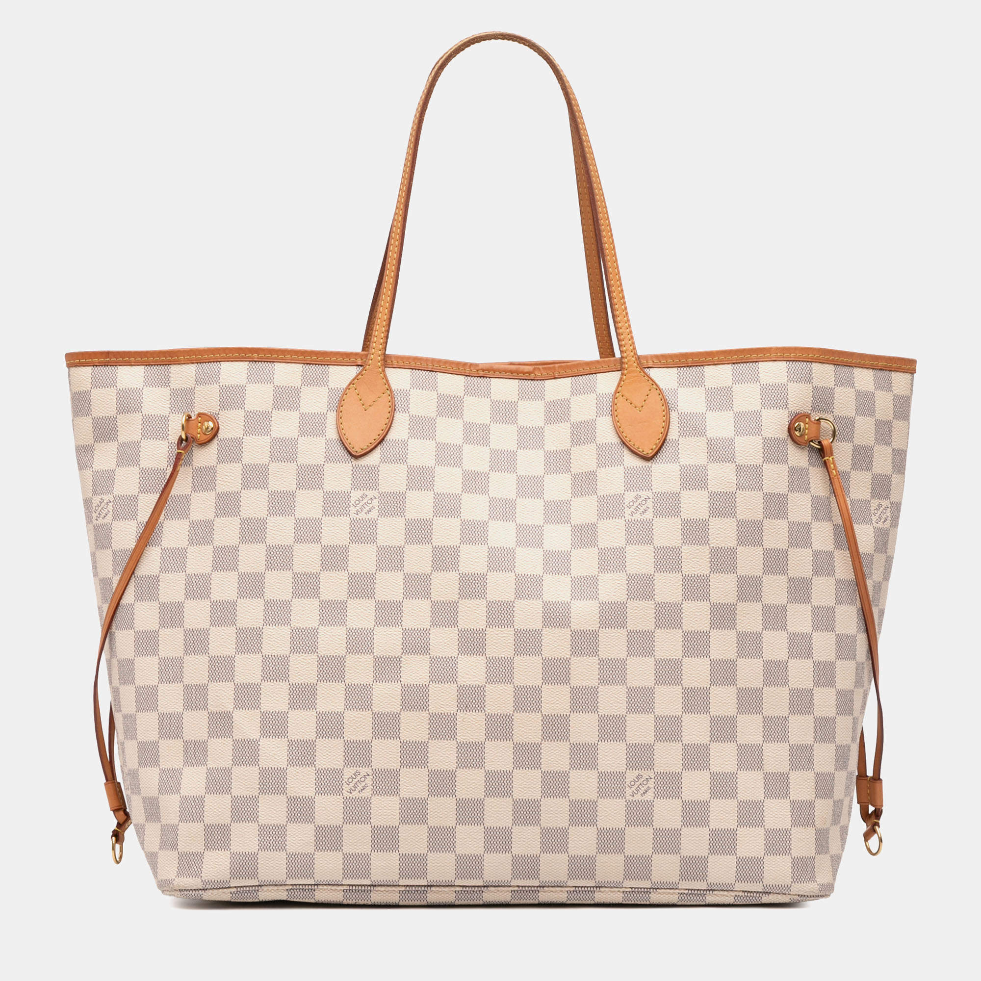 Pre Owned Louis Vuitton White Damier Azur Neverfull GM