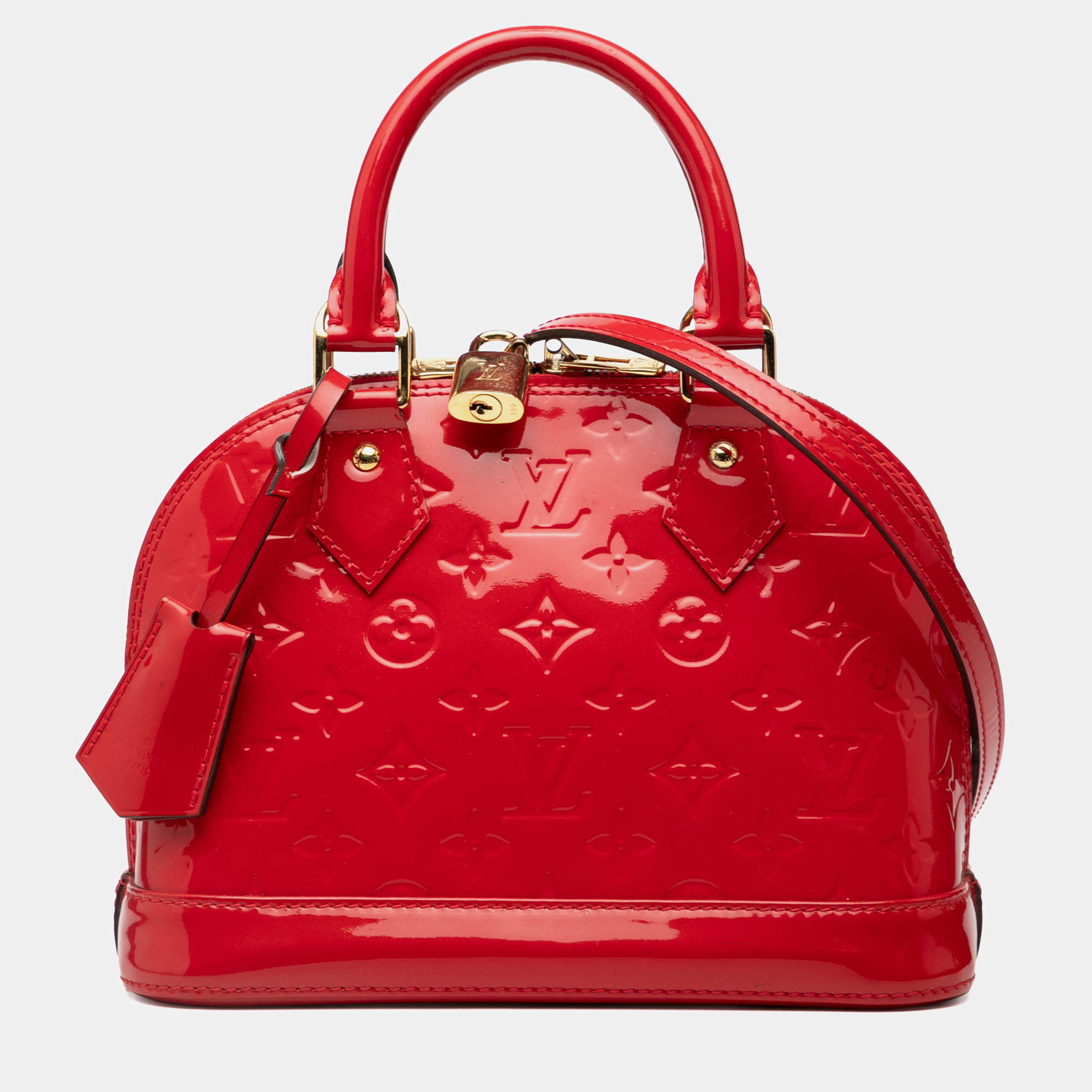 Pre Owned Louis Vuitton Red Monogram Vernis Alma BB