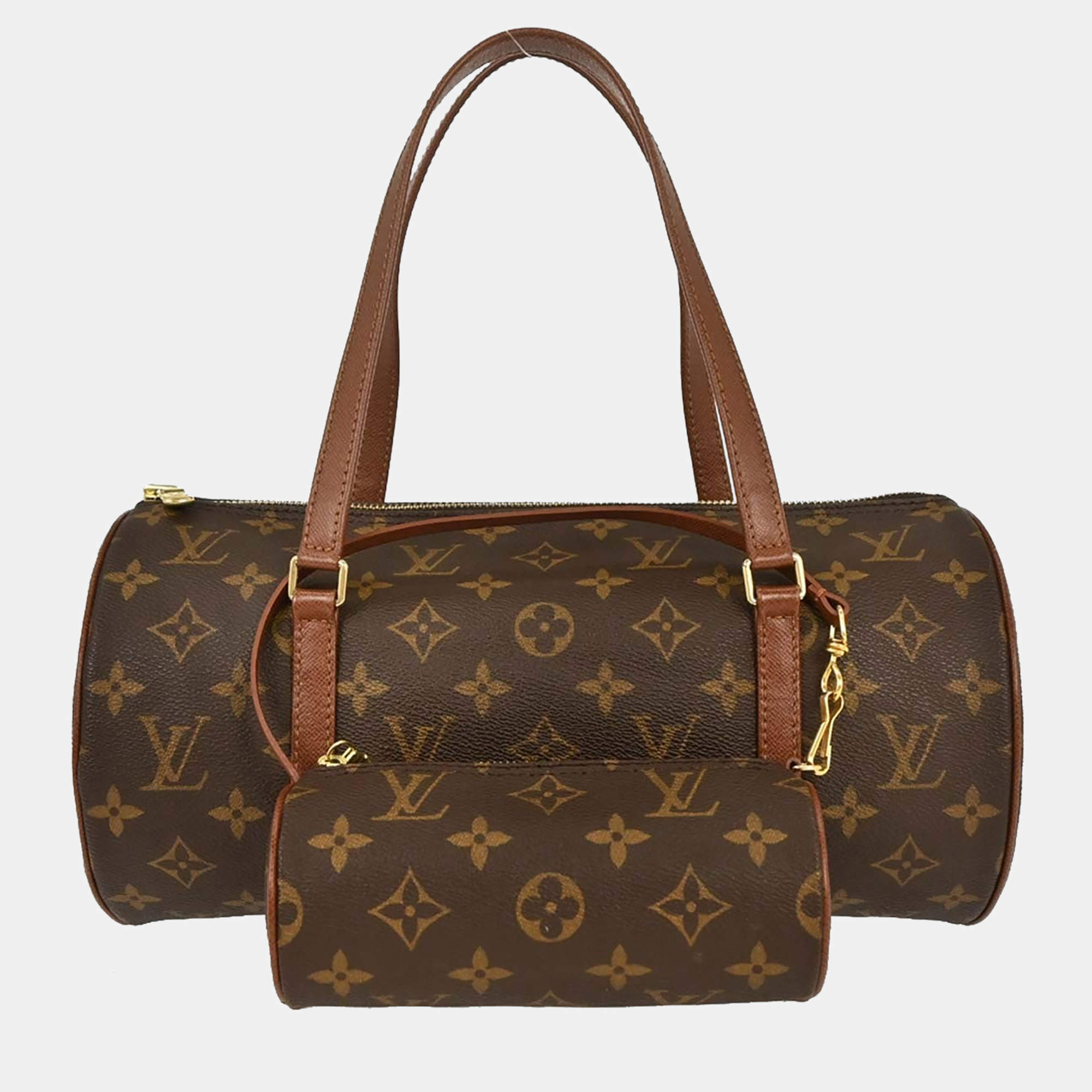 Pre Owned Louis Vuitton Monogram Papillon 30 Brown Monogram Canvas Top Handle Bag