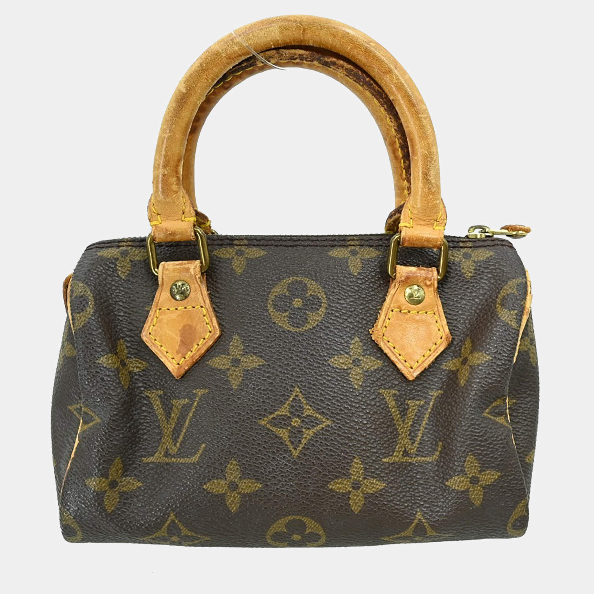 Pre Owned Louis Vuitton Speedy Mini Brown Monogram Canvas Top Handle Bag