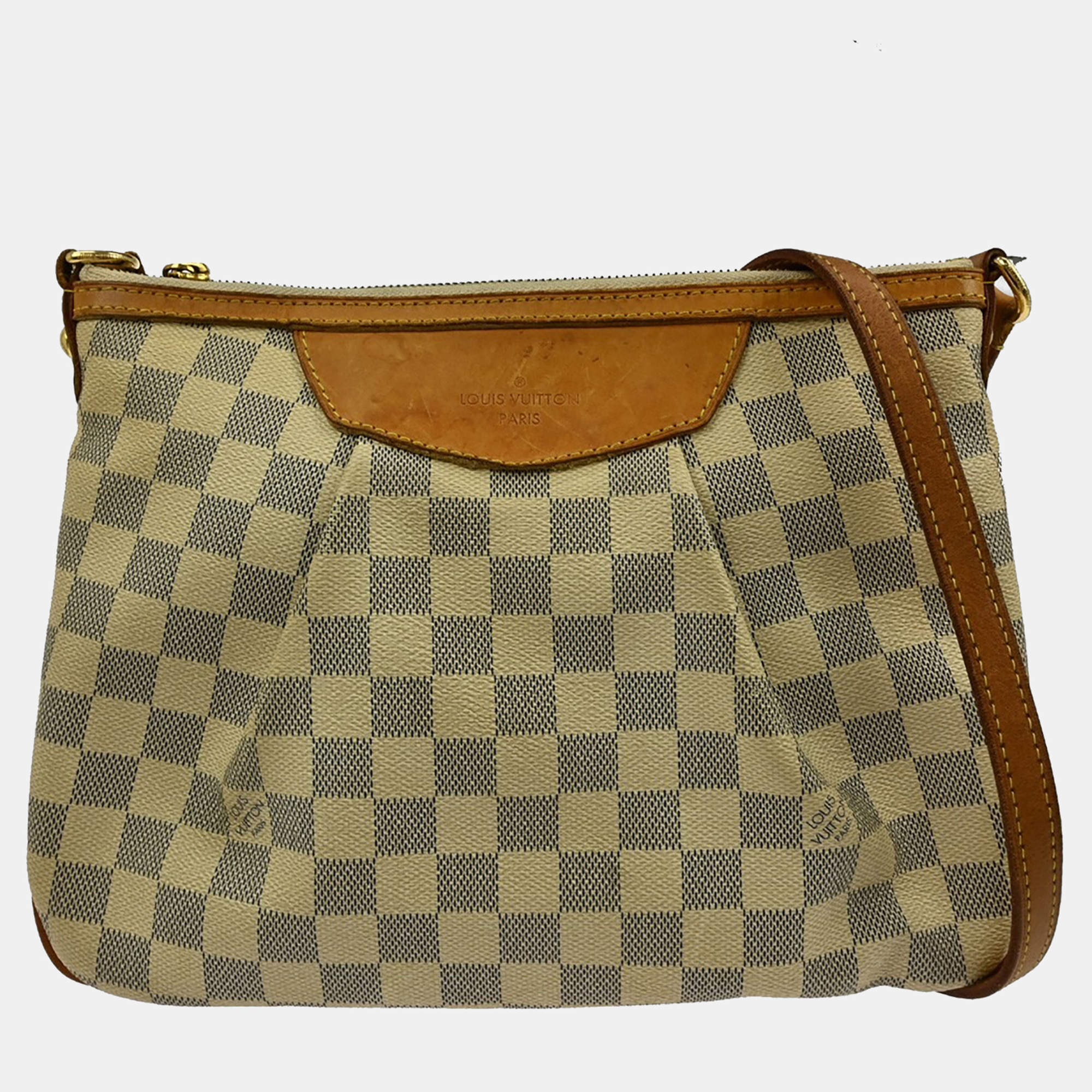 Pre Owned Louis Vuitton Damier Azur Siracusa PM Coated Canvas Crossbody Bag