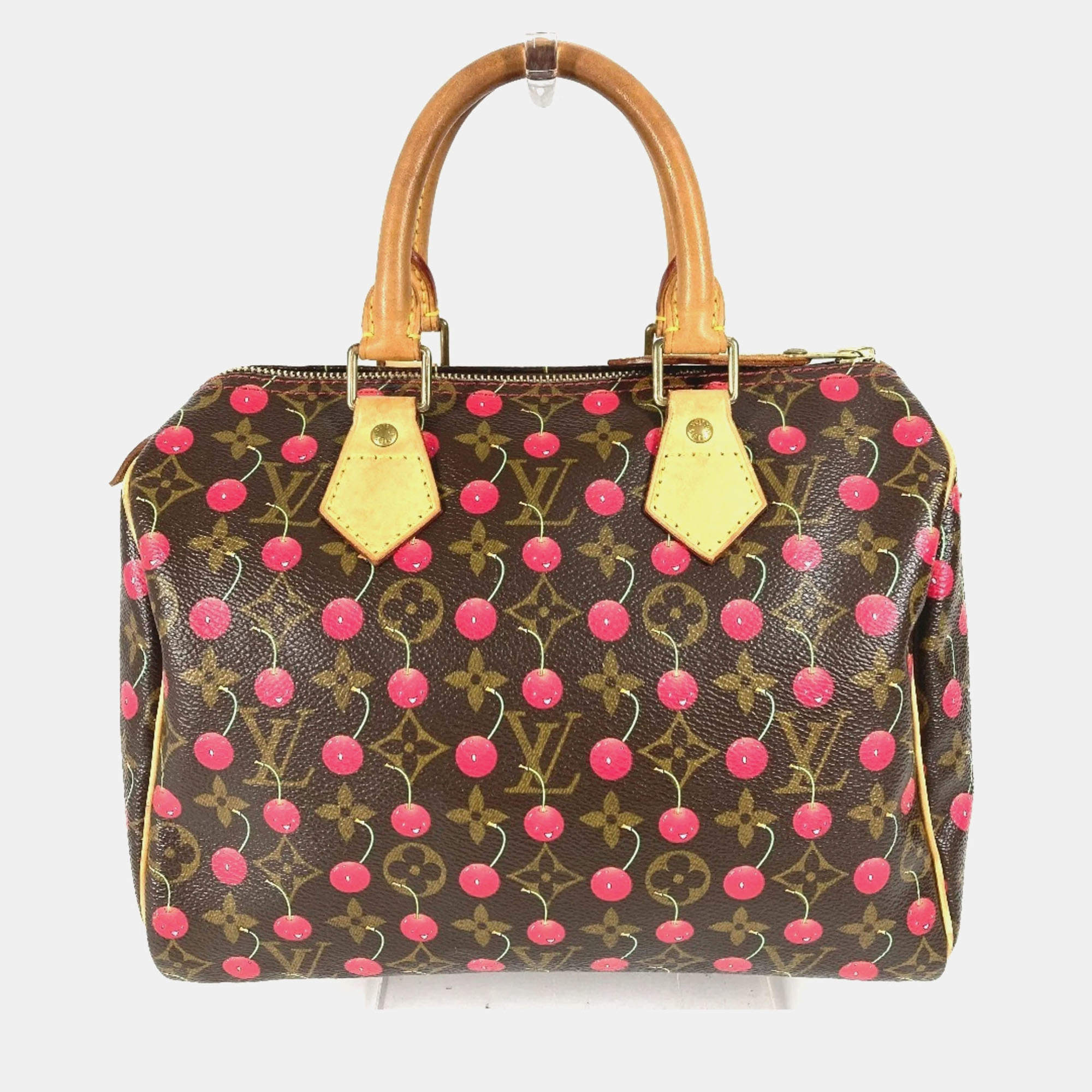 مملوكة مسبقًا Louis Vuitton Monogram Cherry Speedy 25 Bag Mini Boston Handbag Canvas Red
