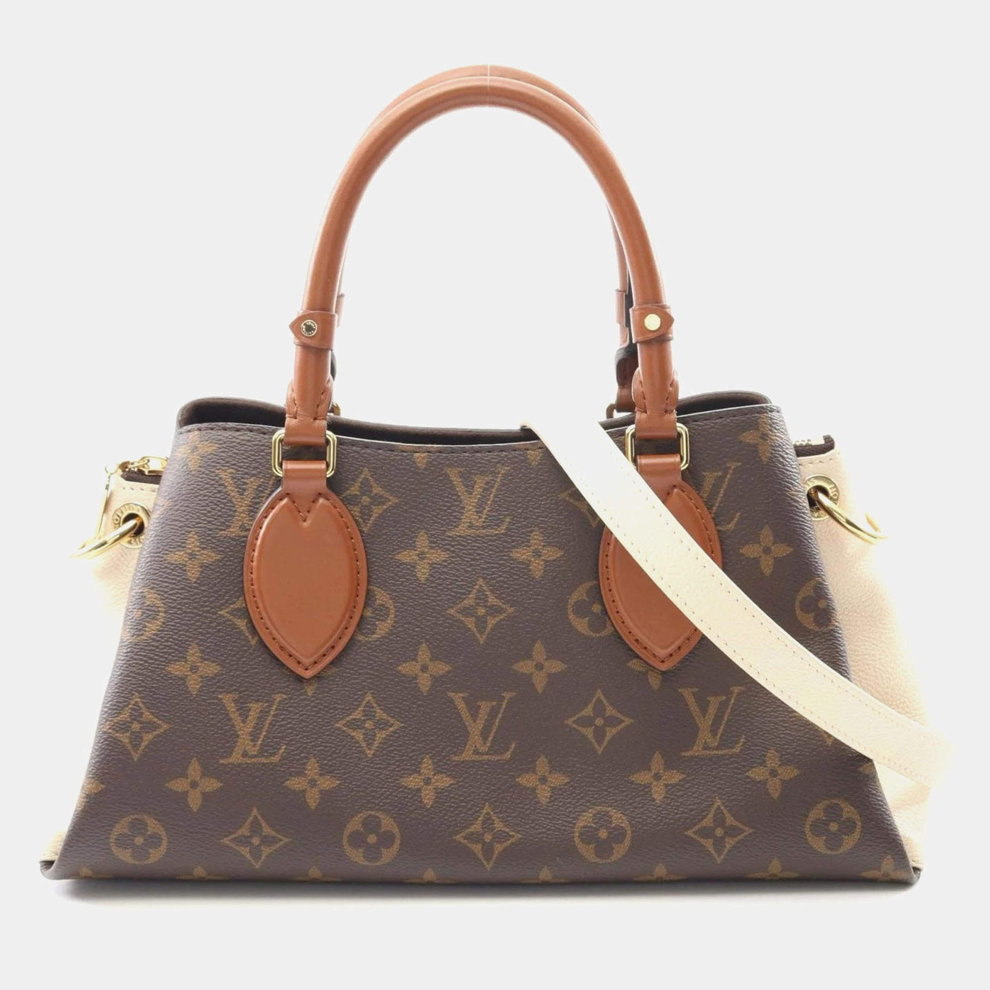 Pre Owned Louis Vuitton Vendome Bb Handbag Coated Canvas And Leather Monogram Brown White