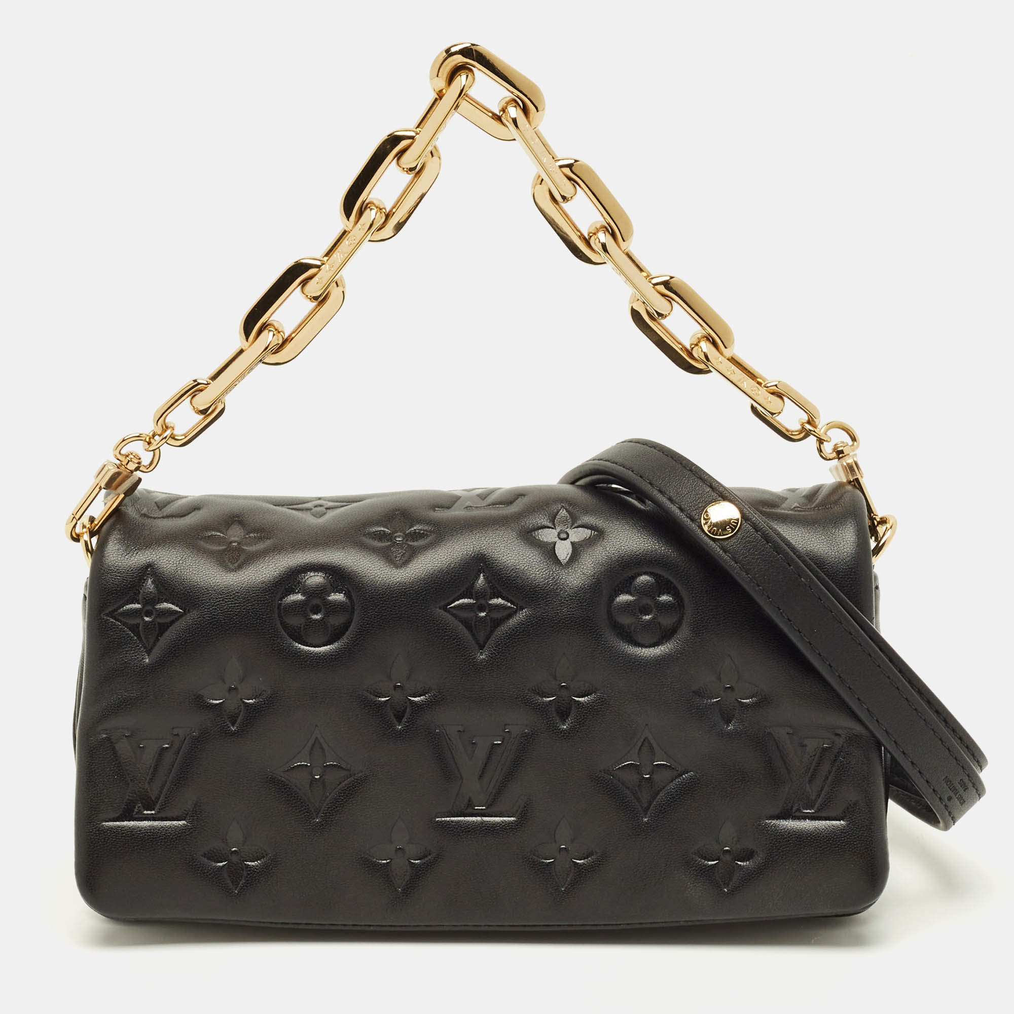 مملوكة مسبقًا Louis Vuitton Coussin Black Monogram Embossed Leather Pochette