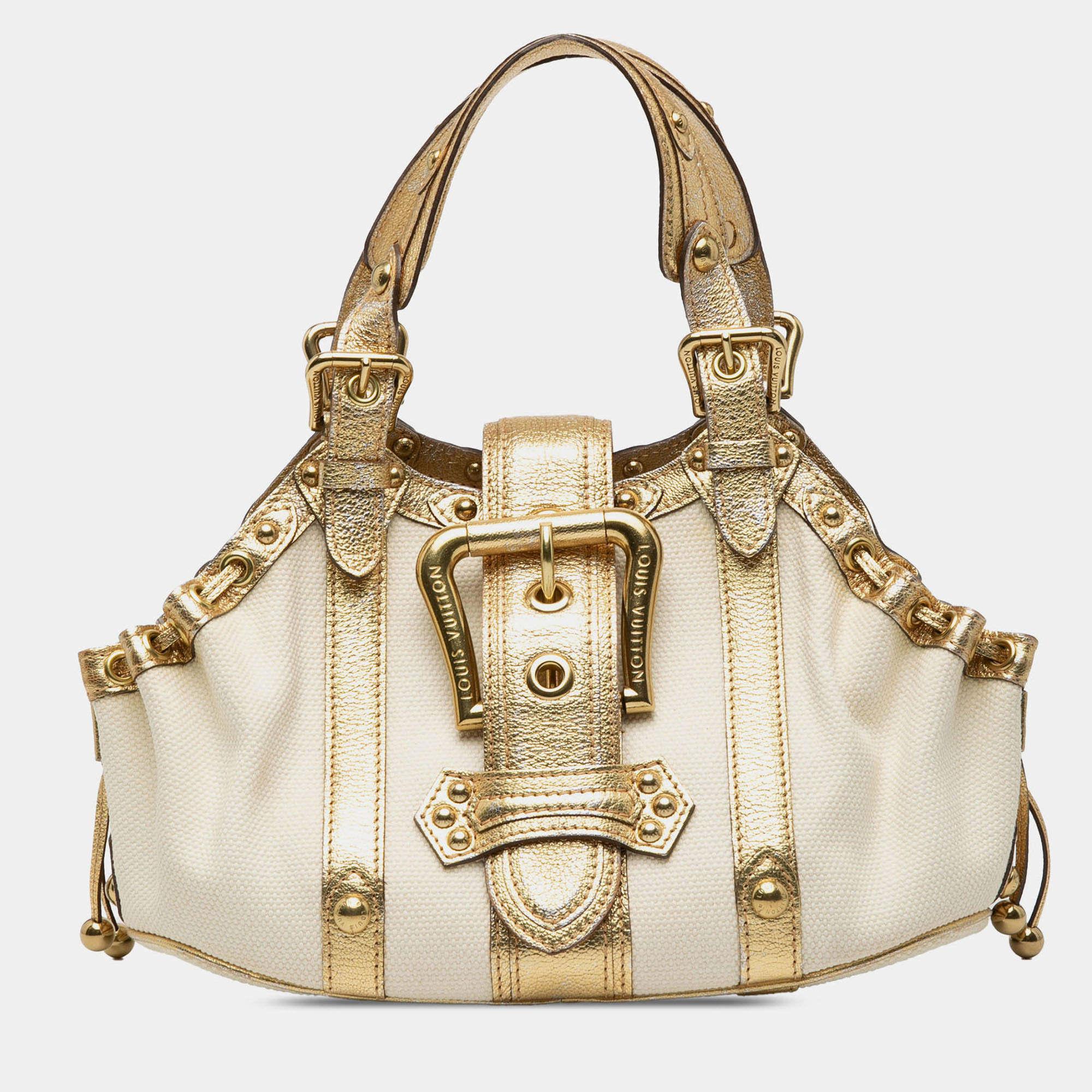 مملوكة مسبقًا Louis Vuitton Gold White Canvas Theda Treanonne GM