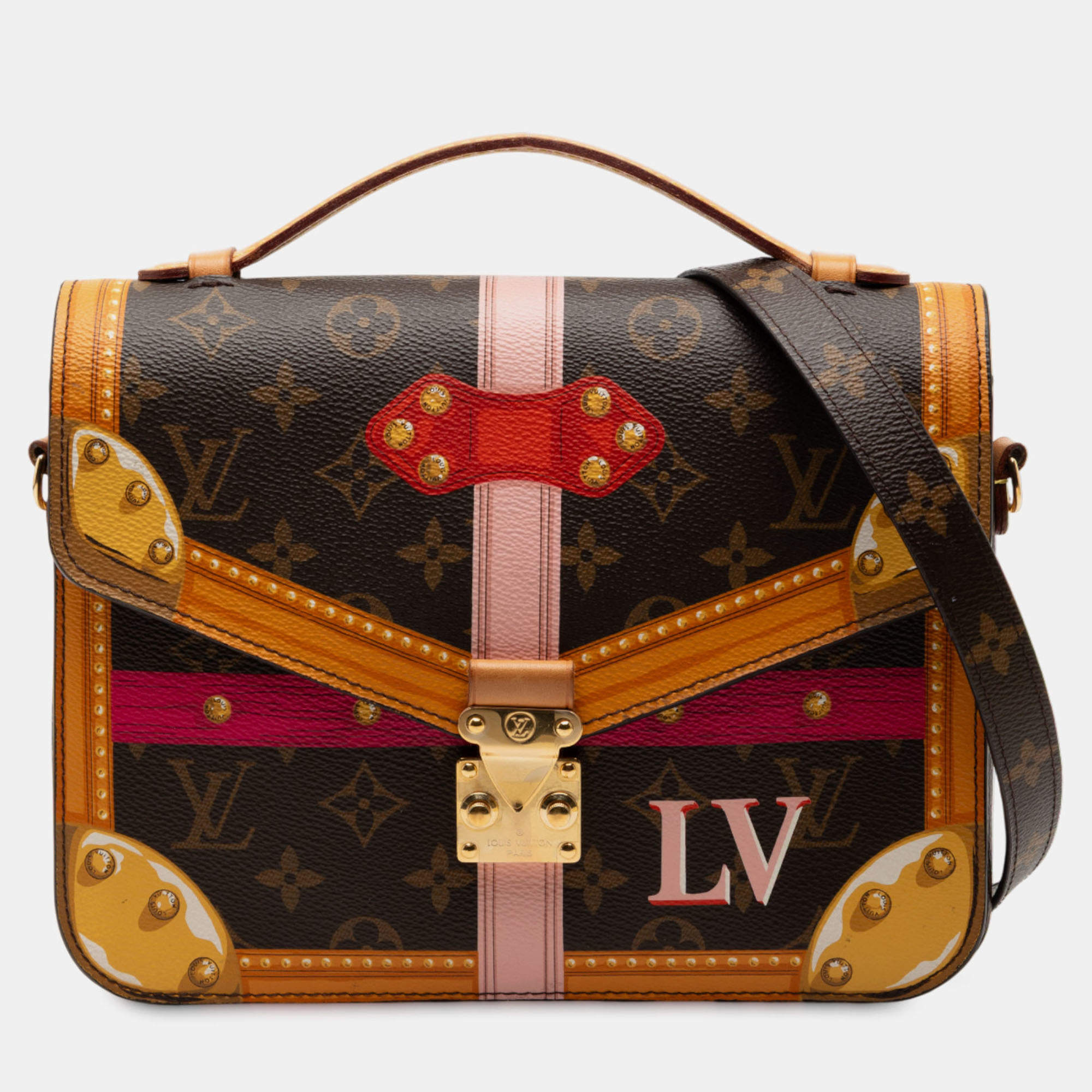 مملوكة مسبقًا Louis Vuitton Brown Monogram Summer Trunk Pochette Metis