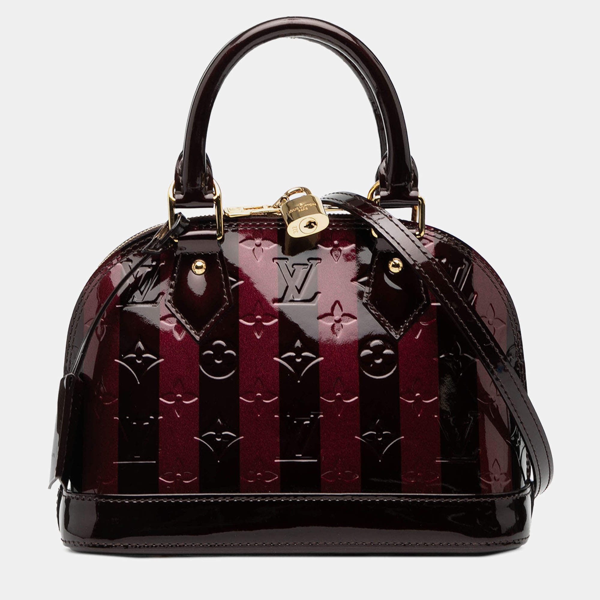 Pre Owned Louis Vuitton Purple Monogram Rayures Vernis Alma BB