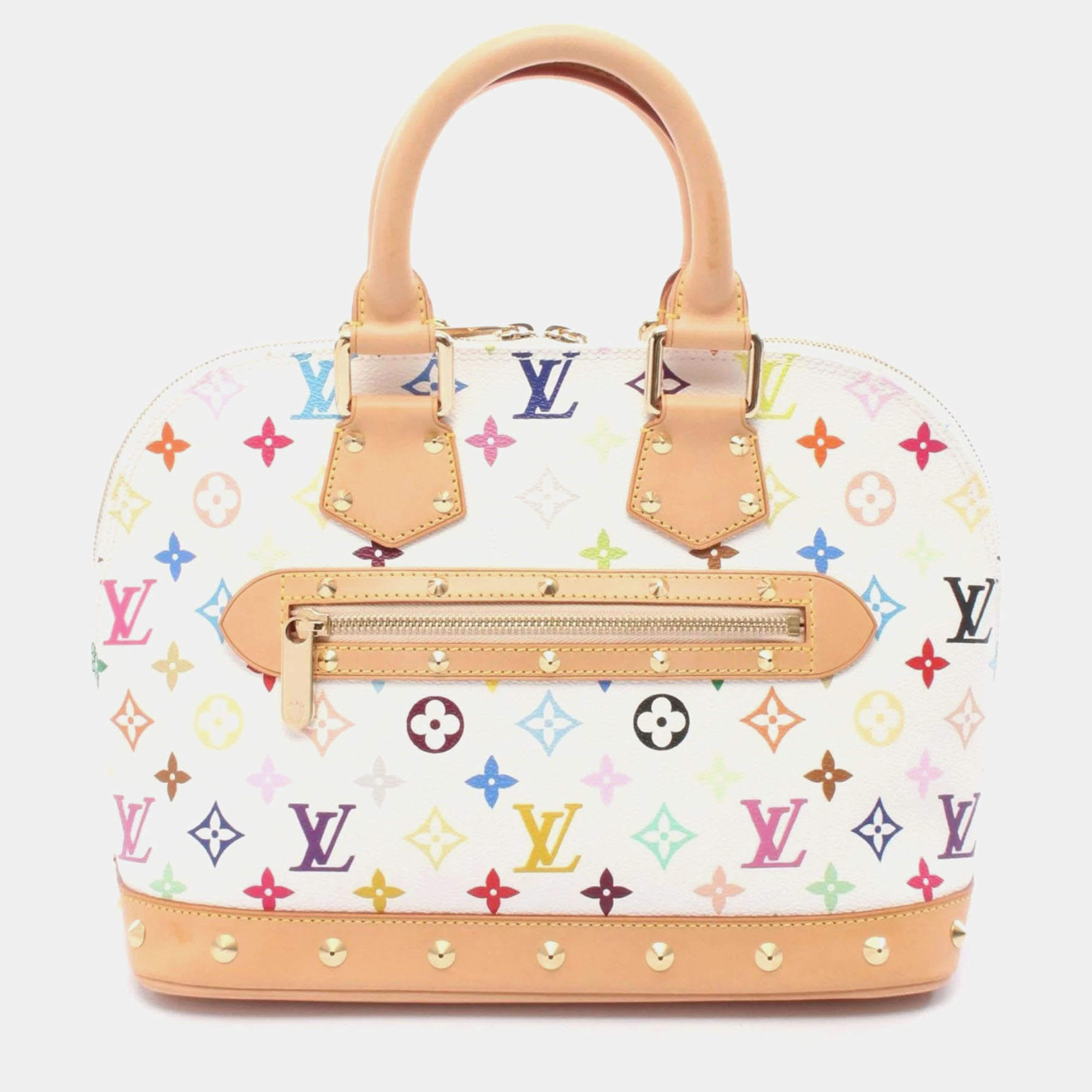 مملوكة مسبقًا Louis Vuitton Alma Handbag Coated Canvas And Leather Monogram Multicolore White