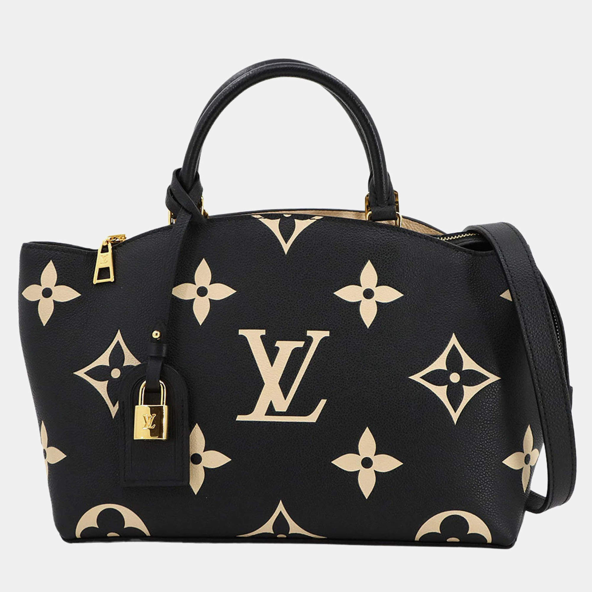 مملوكة مسبقًا Louis Vuitton Two-Tone Monogram Empreinte Petit Palais Pm Shoulder Bag In Black And Beige Leather