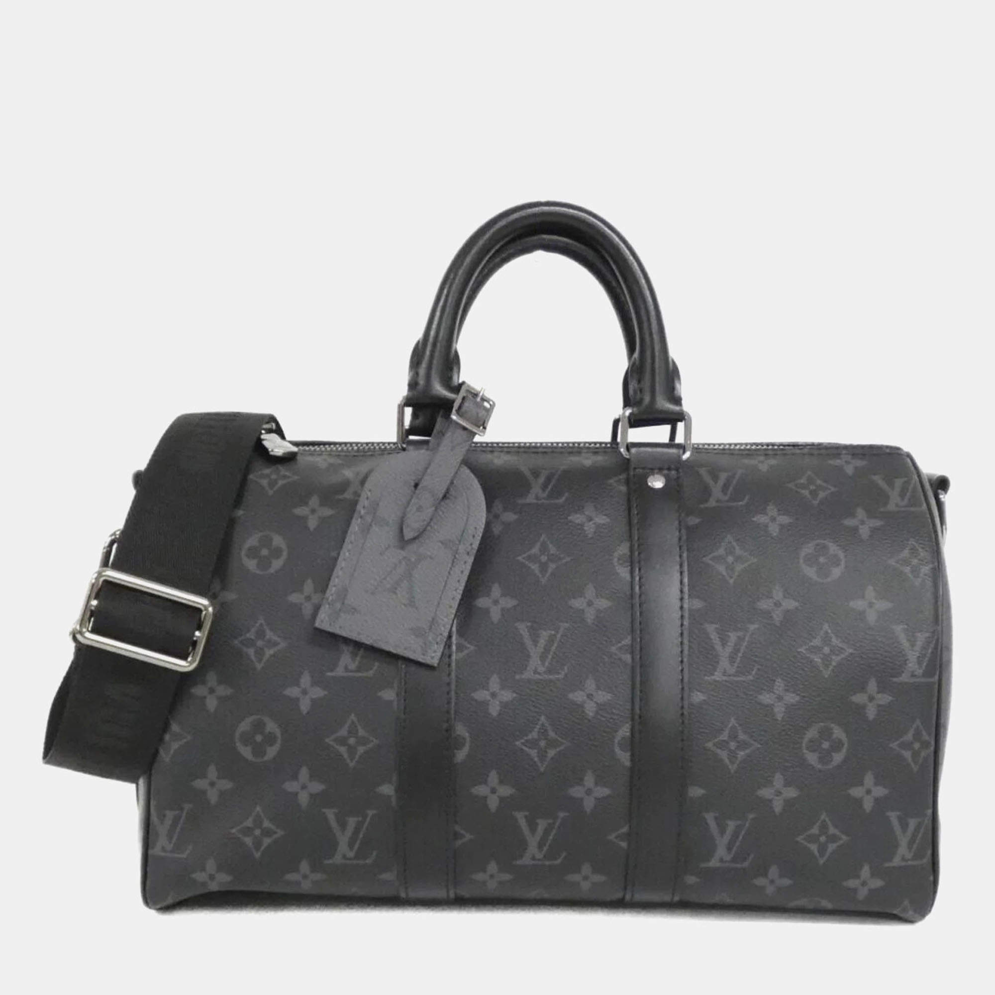 مملوكة مسبقًا Louis Vuitton Monogram Eclipse Keepall Bandouliere 35Cm Boston Bag