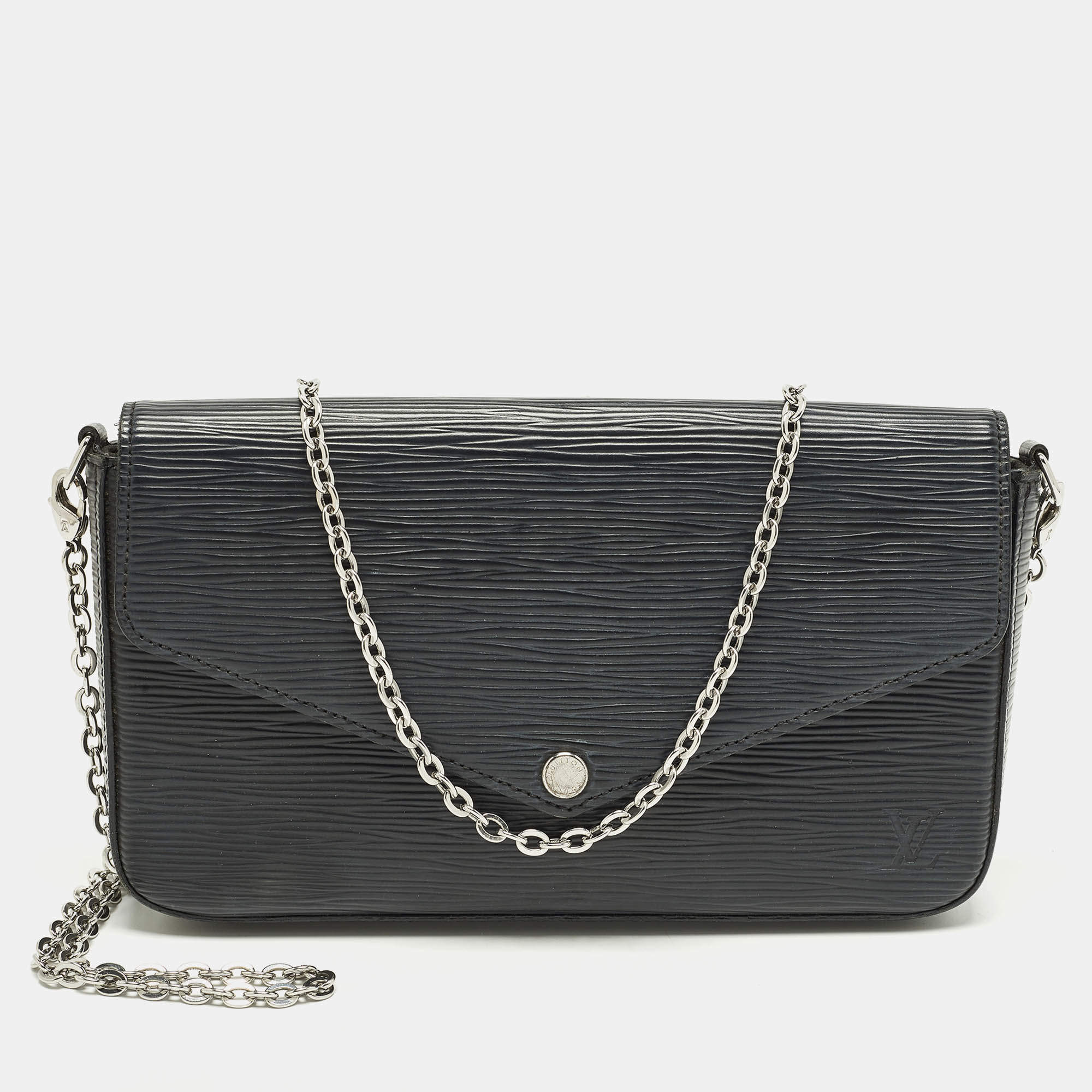 Pre Owned Louis Vuitton Black Epi Leather Pochette Felicie Bag