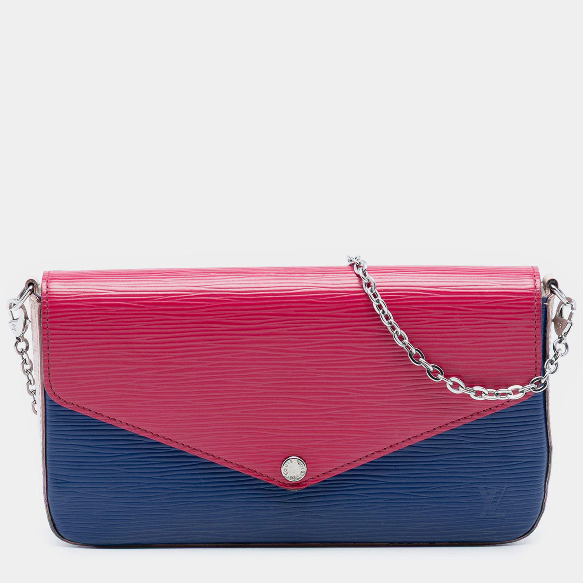 Pre Owned حقيبة كلاتش لوي فيتون فيليسي أبيض وردي ثلاثي الألوان إبيا