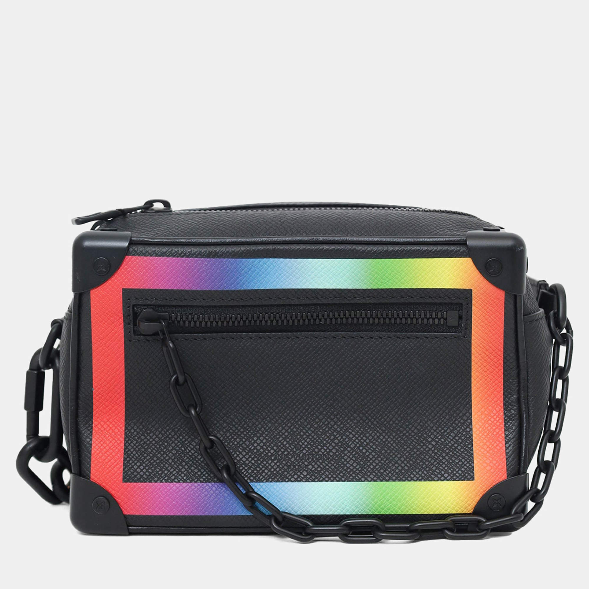 Pre Owned Louis Vuitton 2019 Black Taiga Rainbow Mini Soft Trunk Crossbody