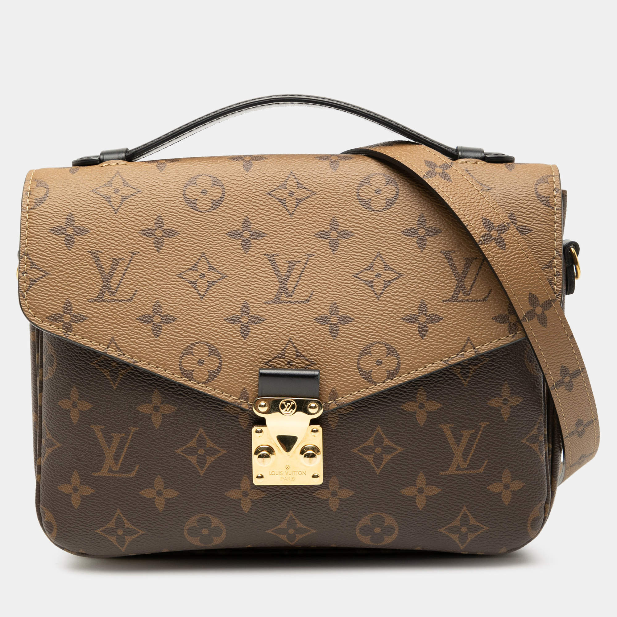 Pre Owned Louis Vuitton Brown Monogram Reverse Pochette Metis