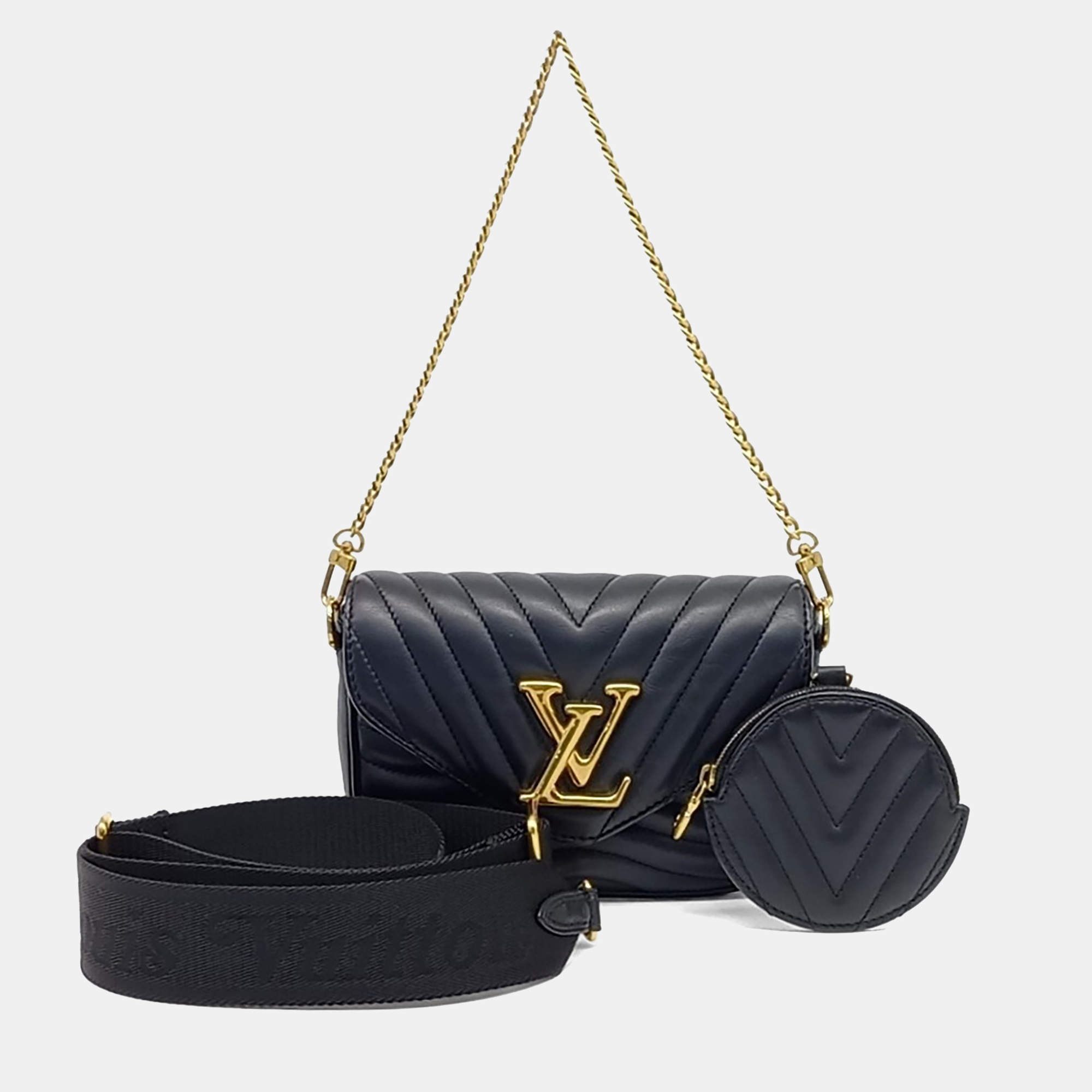 Pre Owned Louis Vuitton Black Leather New Wave Multi Pochette