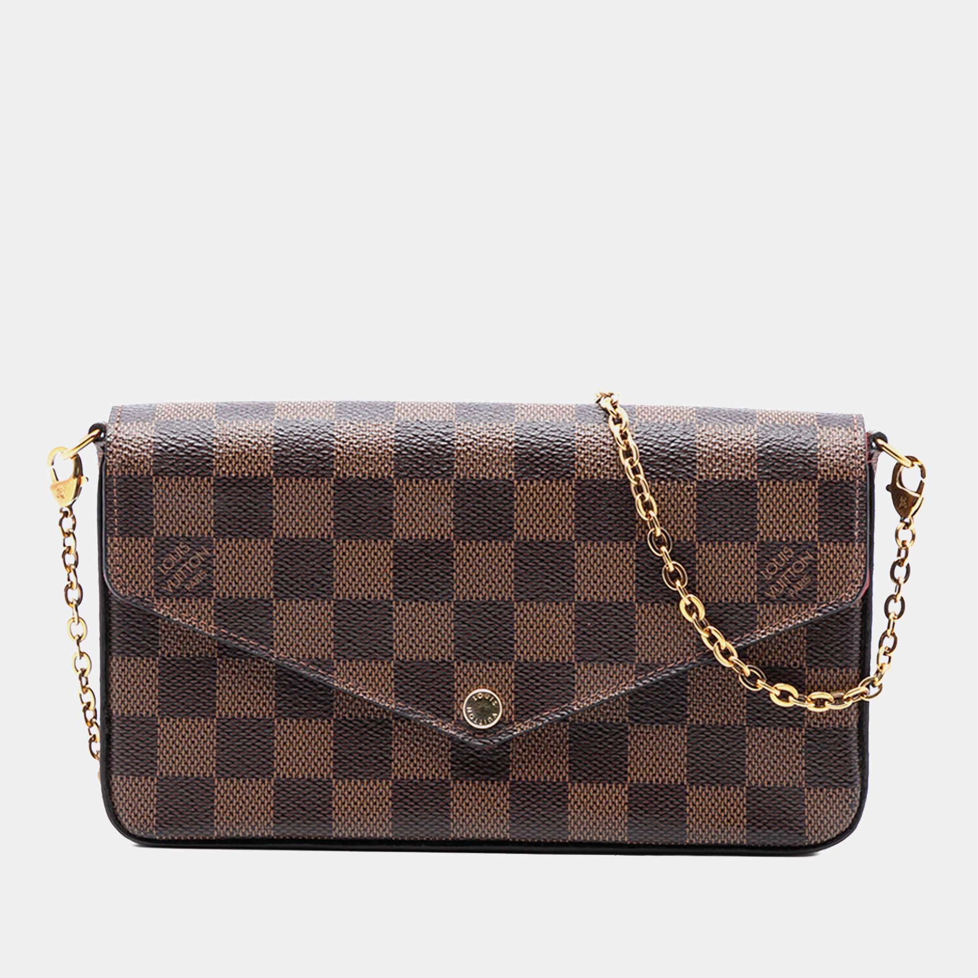 مملوكة مسبقًا Louis Vuitton Brown Damier Ebene Pochette Felicie