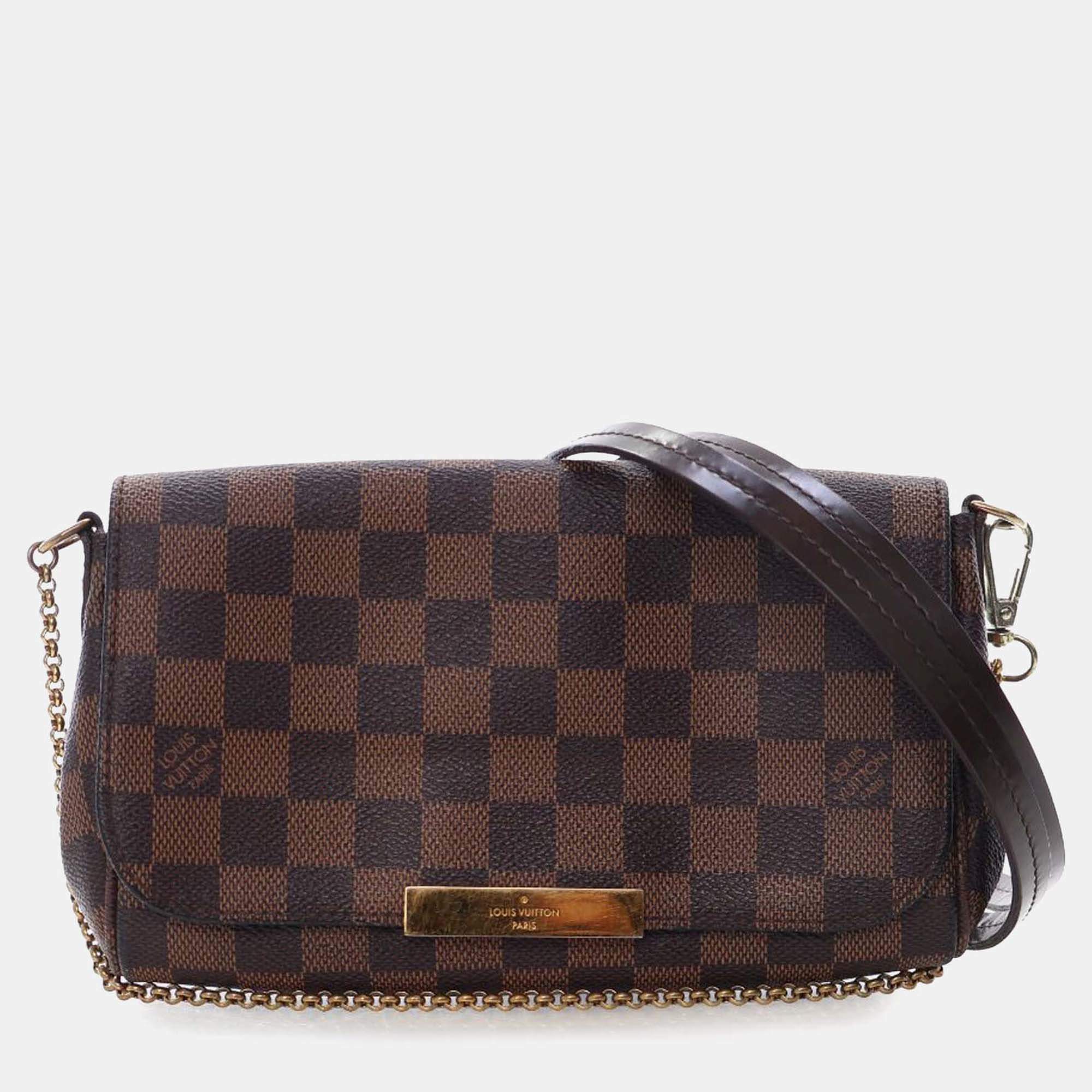 مملوكة مسبقًا Louis Vuitton Brown Damier Ebene Favorite PM